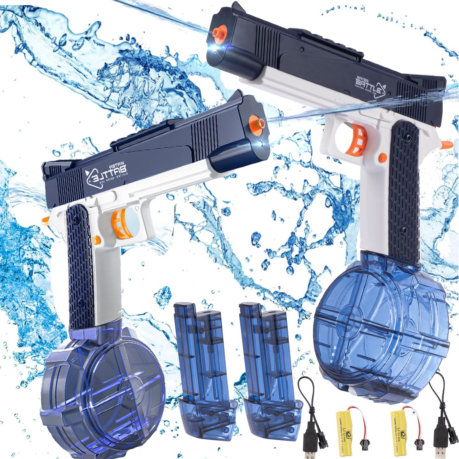 2 Piezas Pistola de Agua Niños Electronica Pistola de Agua Potente a Presión Juguete con 434+58CC Pistolas Verano Piscina Playa Fiesta Juguetes