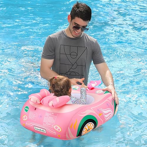 Miniatura 2 de Swimbobo Toddler Pool Float with Seat Boat Inflatable Ride-on Airplane Pirates Sharks Car for Kids Outdoor Toys