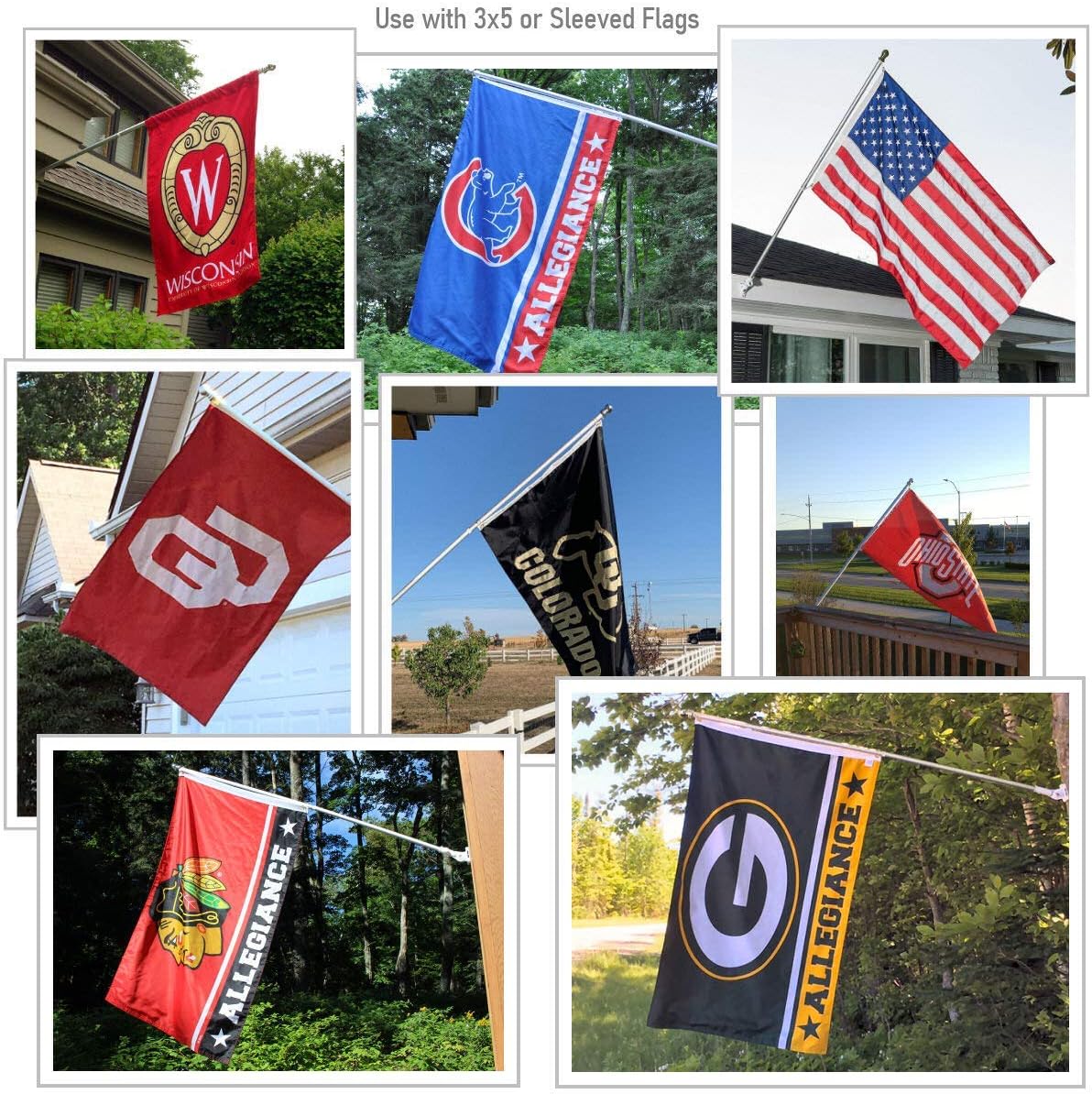 College Flags & Banners Co. Western Washington University Logo Outdoor Flag and Pole Bracket Mount Bundle