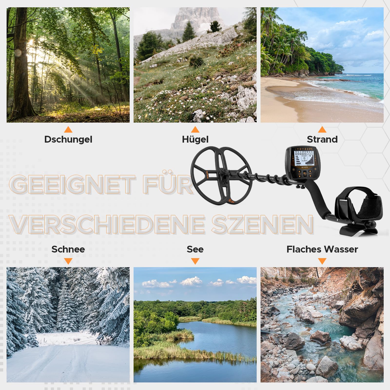 Hazlewolke 13''/33CM Metalldetektor Profi mit großer wasserdichter Doppel-D Suchspule, hoher Empfindlichkeit & Pinpointer-Funktion, Golddetektor für Erwachsene mit LCD-Anzeige