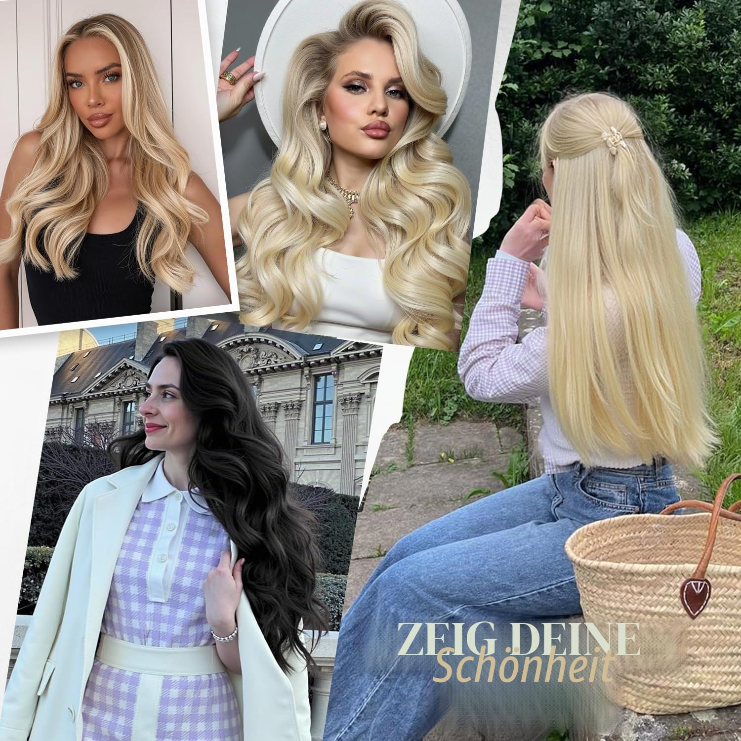 Wignee 18-Zoll-2-Teiliges Blondes Echthaar Mit Schmetterlingseinschlag | OVO Remy-Echthaar, Aschblondes Highlight, Gebleichtes Blond, Nahtloses Highlight Mit Handgebundenem, Unsichtbarem Mikroloch