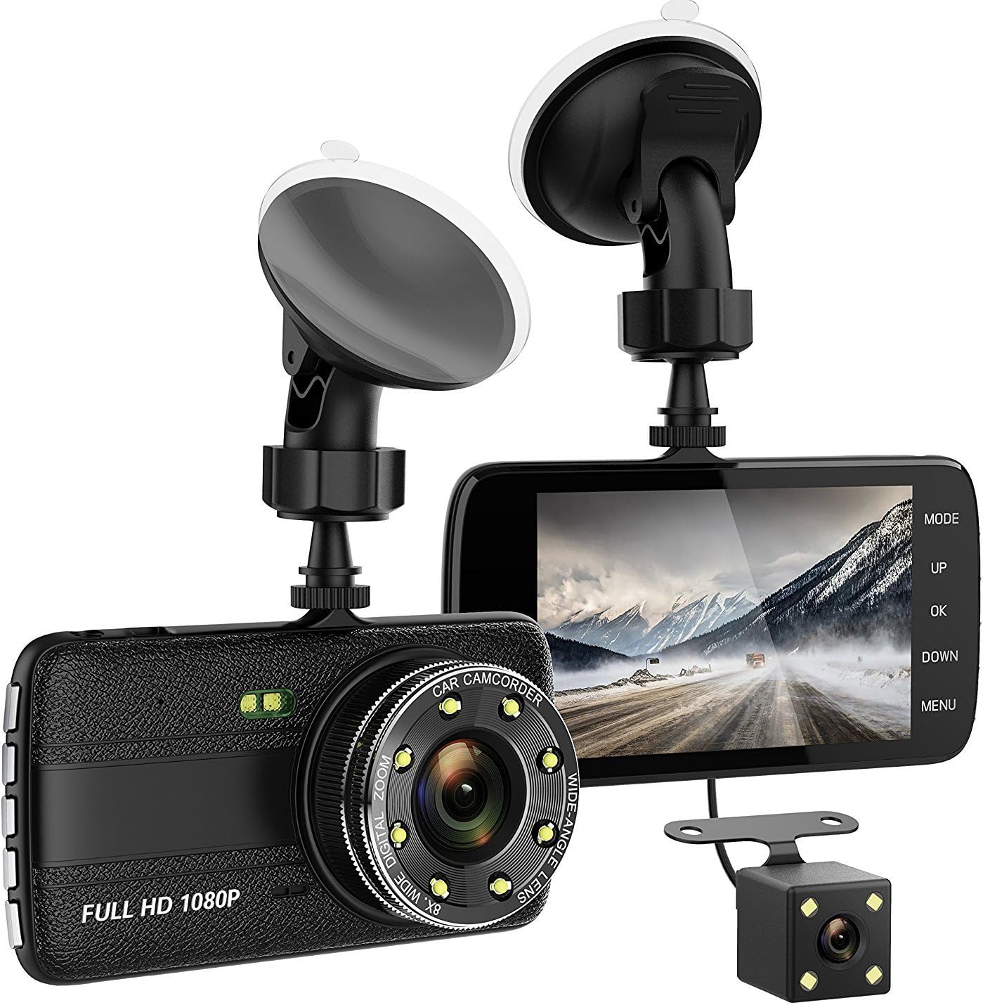 4.0" Car Dash Cam, Full HD 1080P Dash Camera, Front + VGA