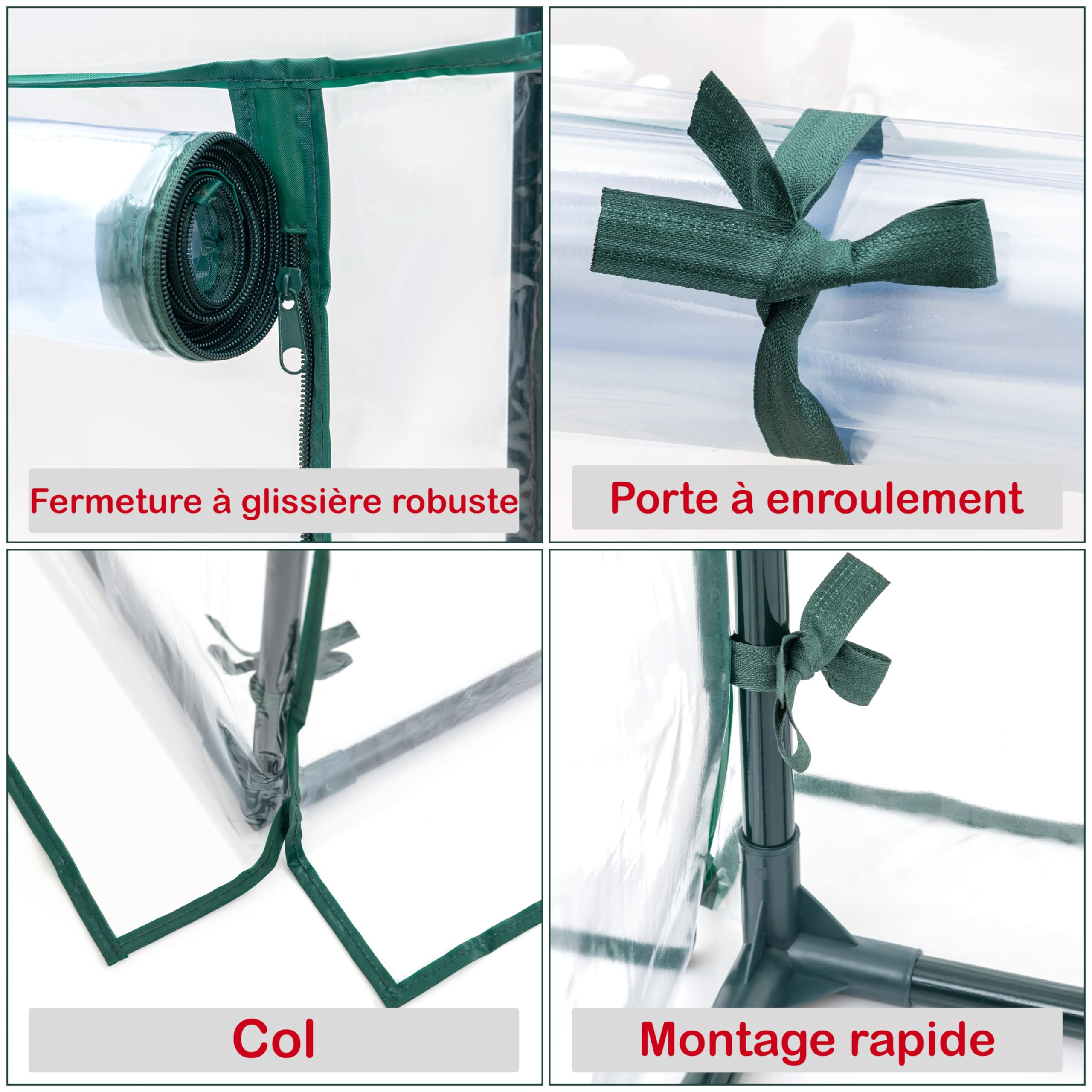 KANWOD KGAGH-1550 Serre de Jardin avec 4 étagères, avec Porte Enroulable, Transparente, Stable et Facile à Monter, Serre d'hivernage pour Balcon, terrasse et Jardin, 158 x 68 x 50 cm