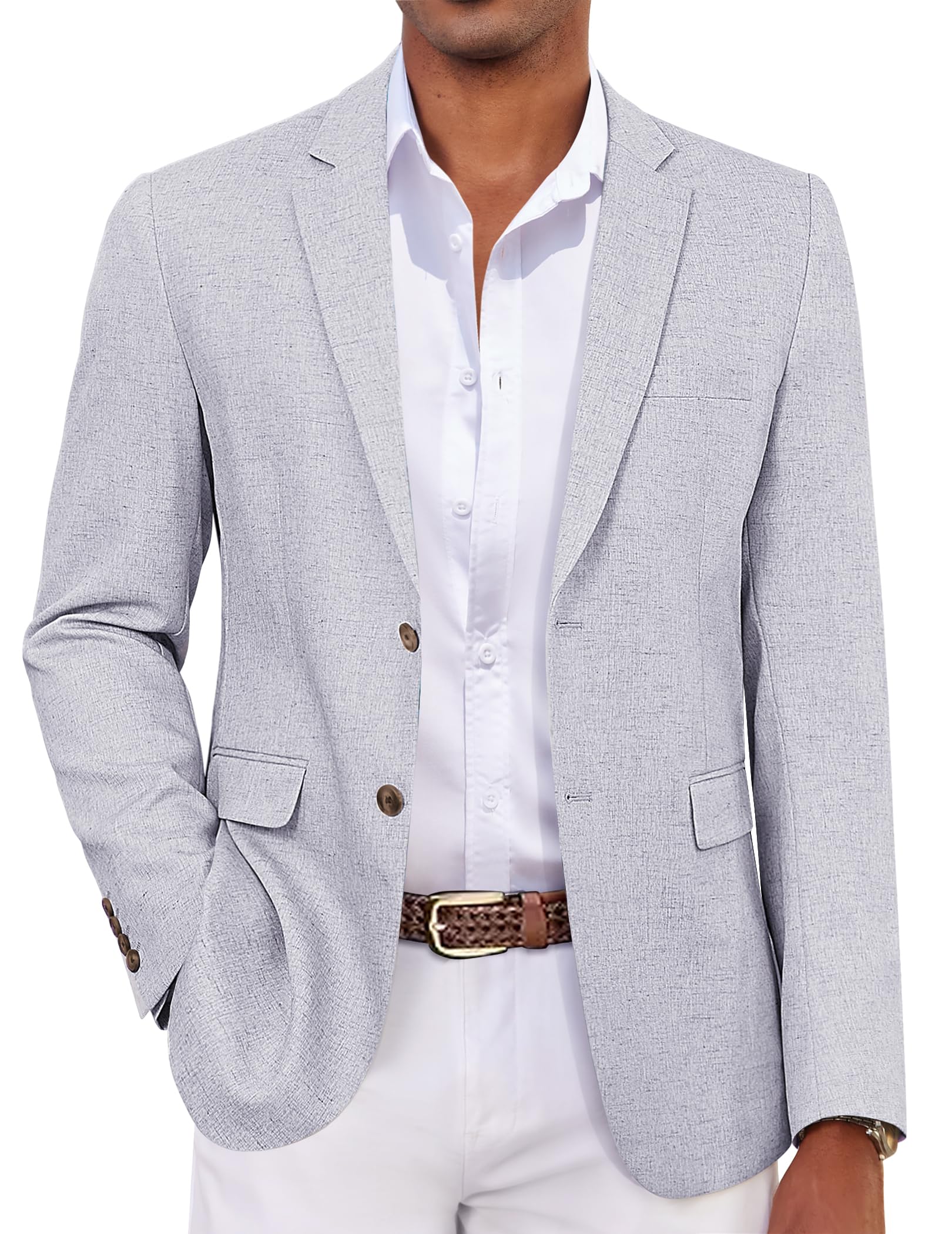 COOFANDY Men's Casual Blazer Sport Coats and Blazers Lightweight Two Botton Business Linen Blazer Suit Jacket