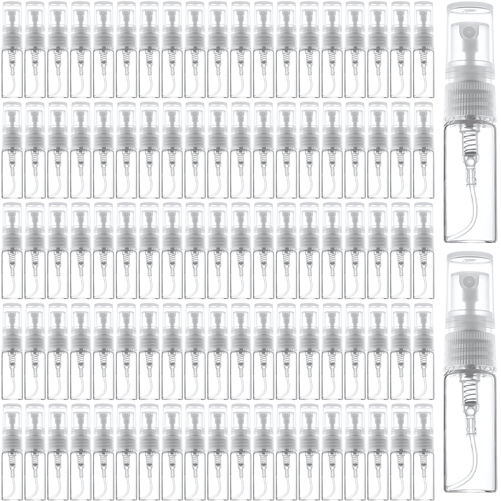 Generisch 100 Stk. Mini-Glas-Sprühflaschen, 3 ml transparente Parfümprobenflaschen mit auslaufsicherem Design, Reise-Sprühflaschen für Duft, ätherische Öle, Gesichtsspray und mehr