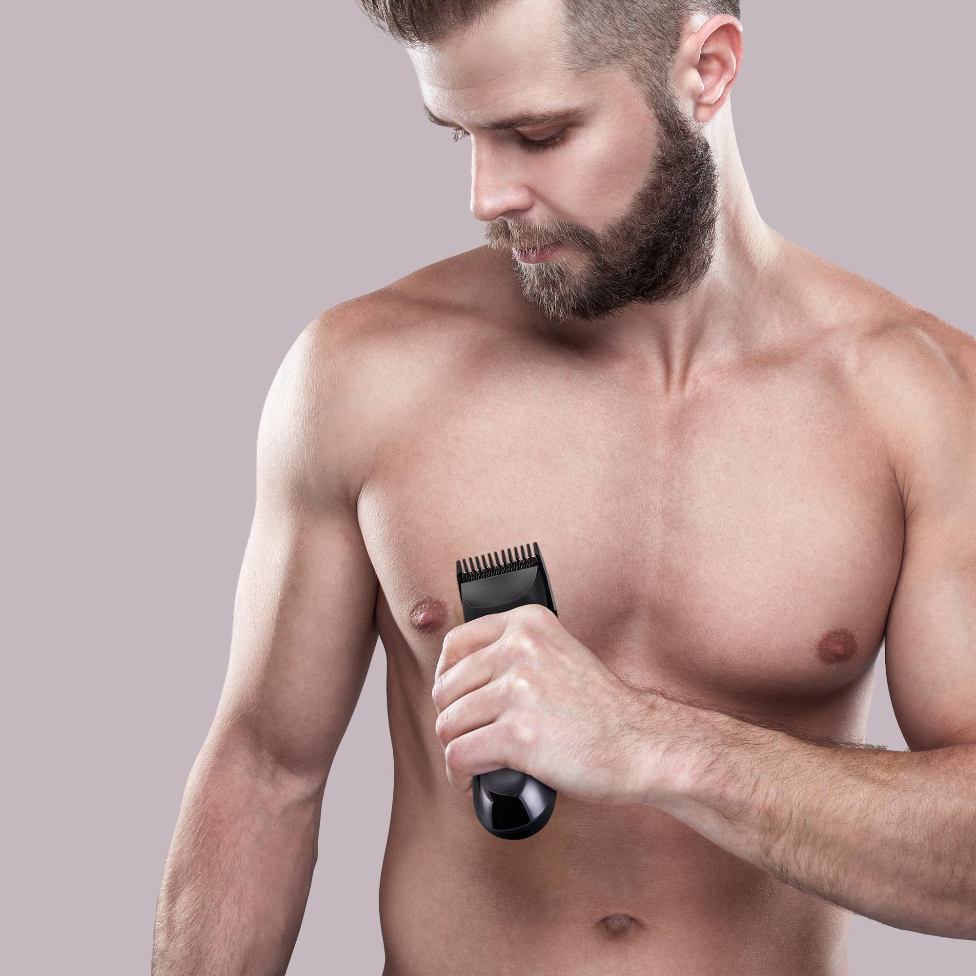 BarberBoss Body Clipper per uomo, Body Groomer, Rifinitore impermeabile per uomo: Rasoio per viso, corpo e inguine con lame in ceramica, Kit per la cura delle parti intime senza fili