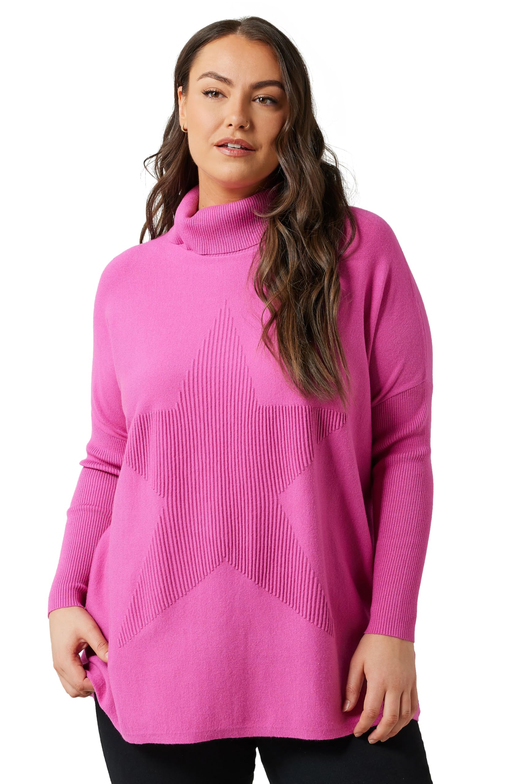 Evans Knitted Star Jumper - Pink - Size 30-32