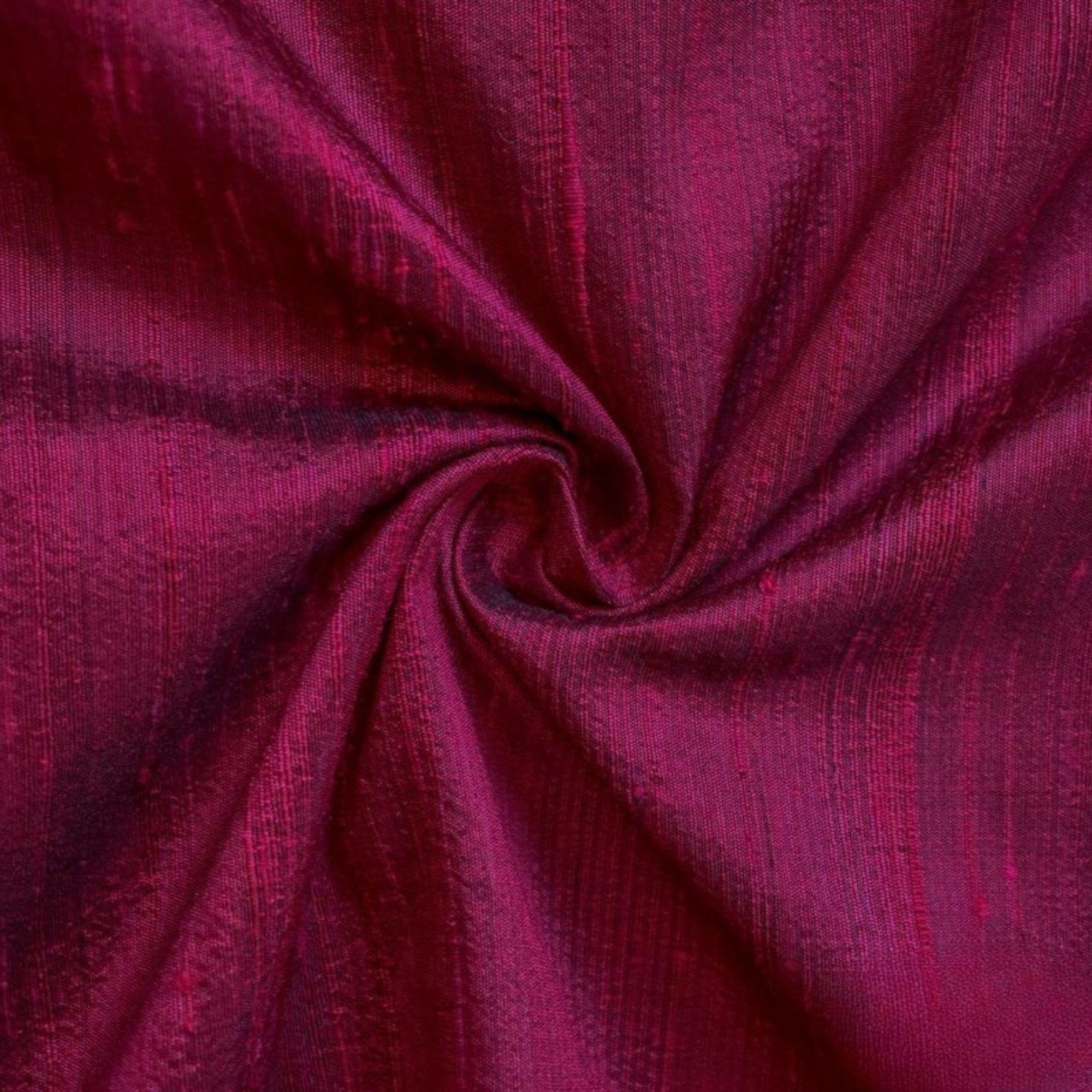 Fabric Mart Direct Magenta Silk Dupioni Fabric By The Metre, 1 Metre 104 cm Width Slubbed Dupioni Silk Solid Color Red Wholesale Combination Upholstery Fabric for Curtains Bridal Dress Drapes