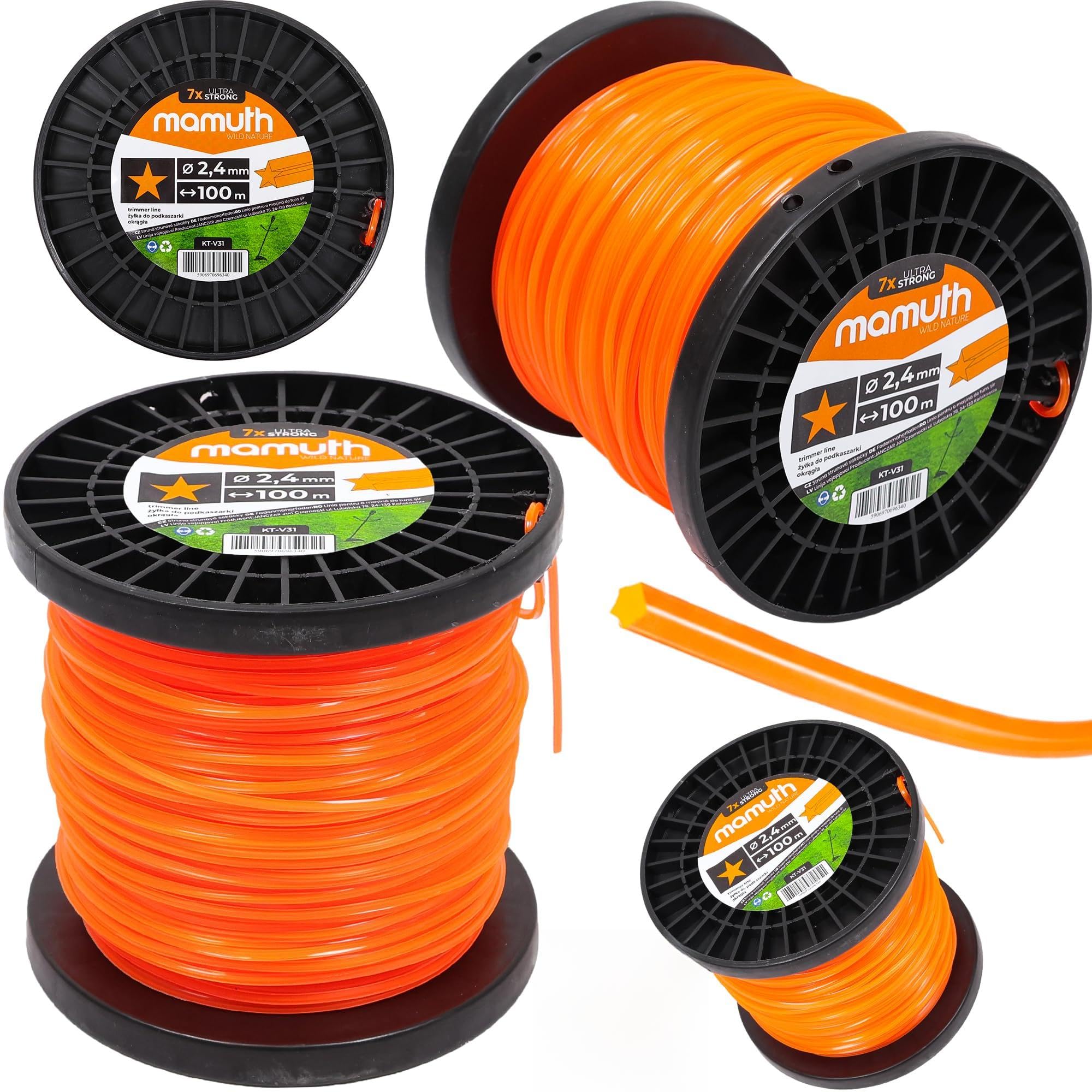 Mamuth Wild Nature String Trimmer Line 100 M Star Shape 2.4 Mm For Brush Cutter Brush Cutter Thread Head