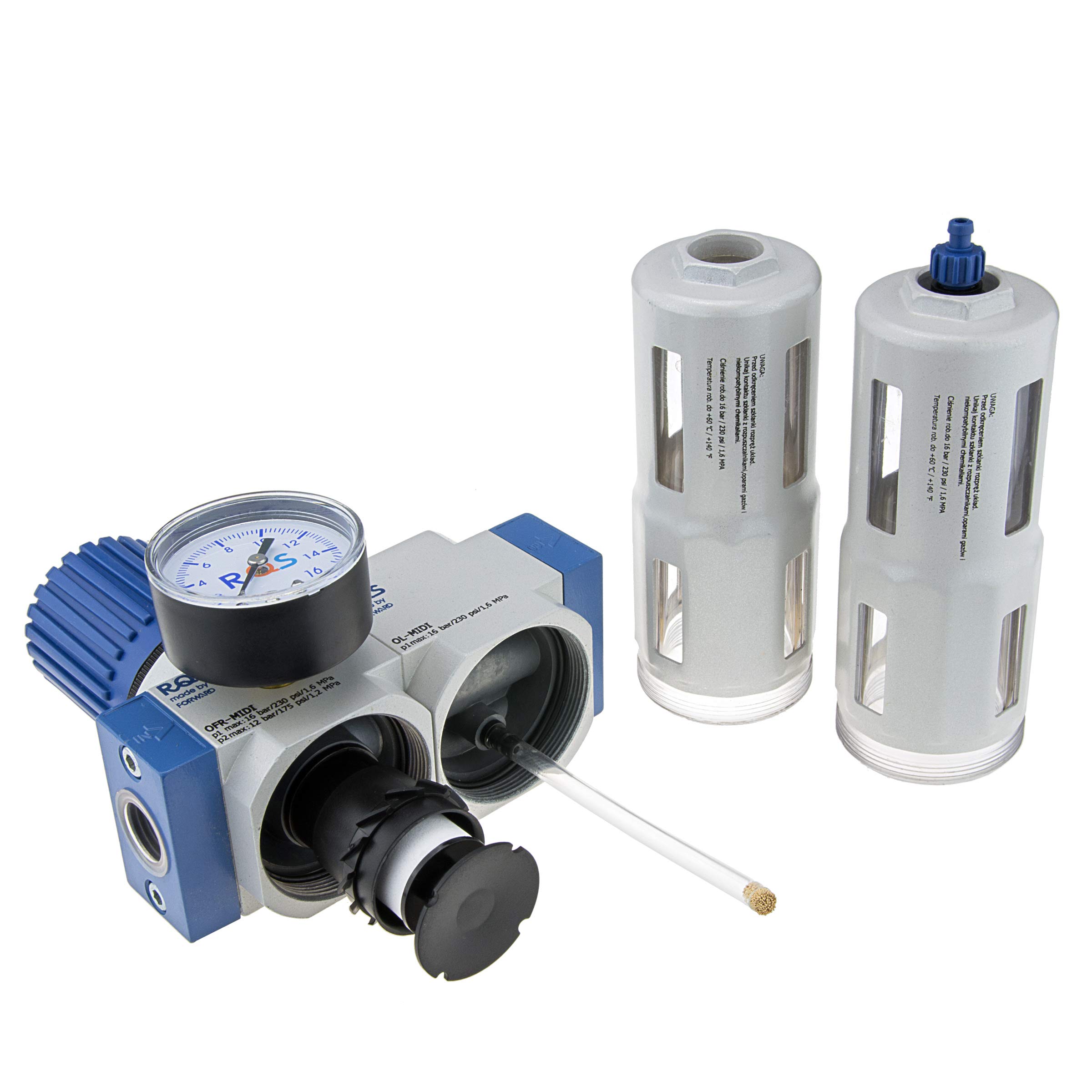RQS Unidad de mantenimiento de aire comprimido, separador de agua, lubricador, 1/2", 1/4", 3/4", filtro de aceite, filtro de agua, regulador