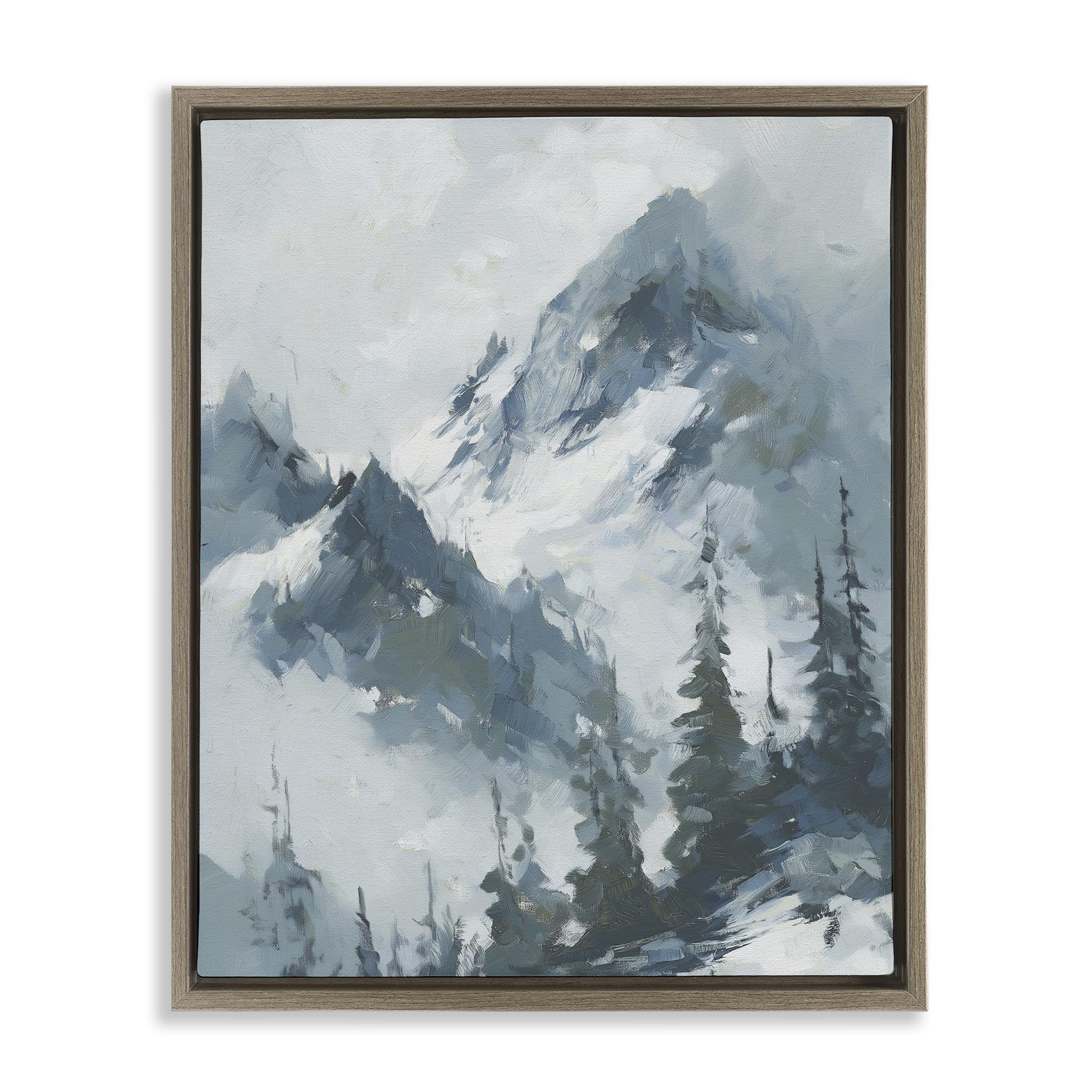 Stupell Industries Montalcino Elm (Textured) 'Frozen Majesty Mountains', Floating Frame Canvas Art, Brown, 25 X 31 Inches, Easy To Hang And Sturdy, Made In Usa, By Svetlana Aleynikova