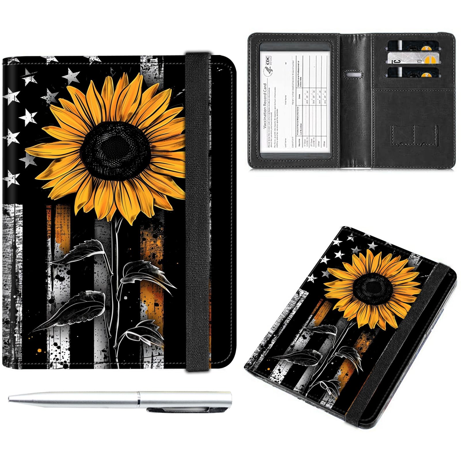 Passport and Vaccine Card Holder Combo,Passport Cover Case with Vaccine Card Slot RFID Blocking,Wallet,Passport Cover,Passport Case,Passport Holder