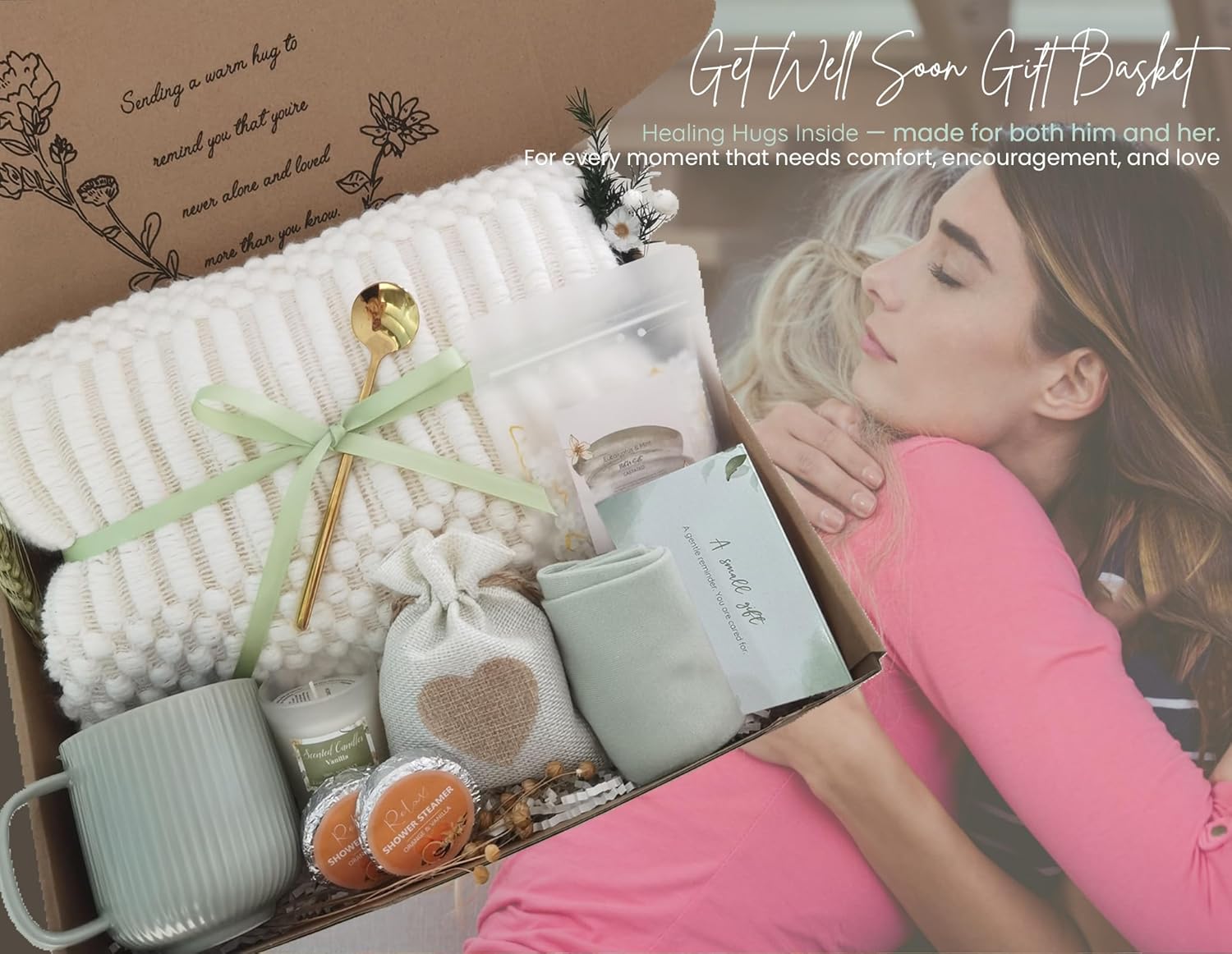 Get Well Soon Gift Basket- Relaxation, Birthday,Mothers Day /Self Care Package, After Surgery, Sympathy Gift for Loss of Loved One, Thinking of You Gift Set, Grief/Comfort/Miscarriage Gift for Women - Image 6