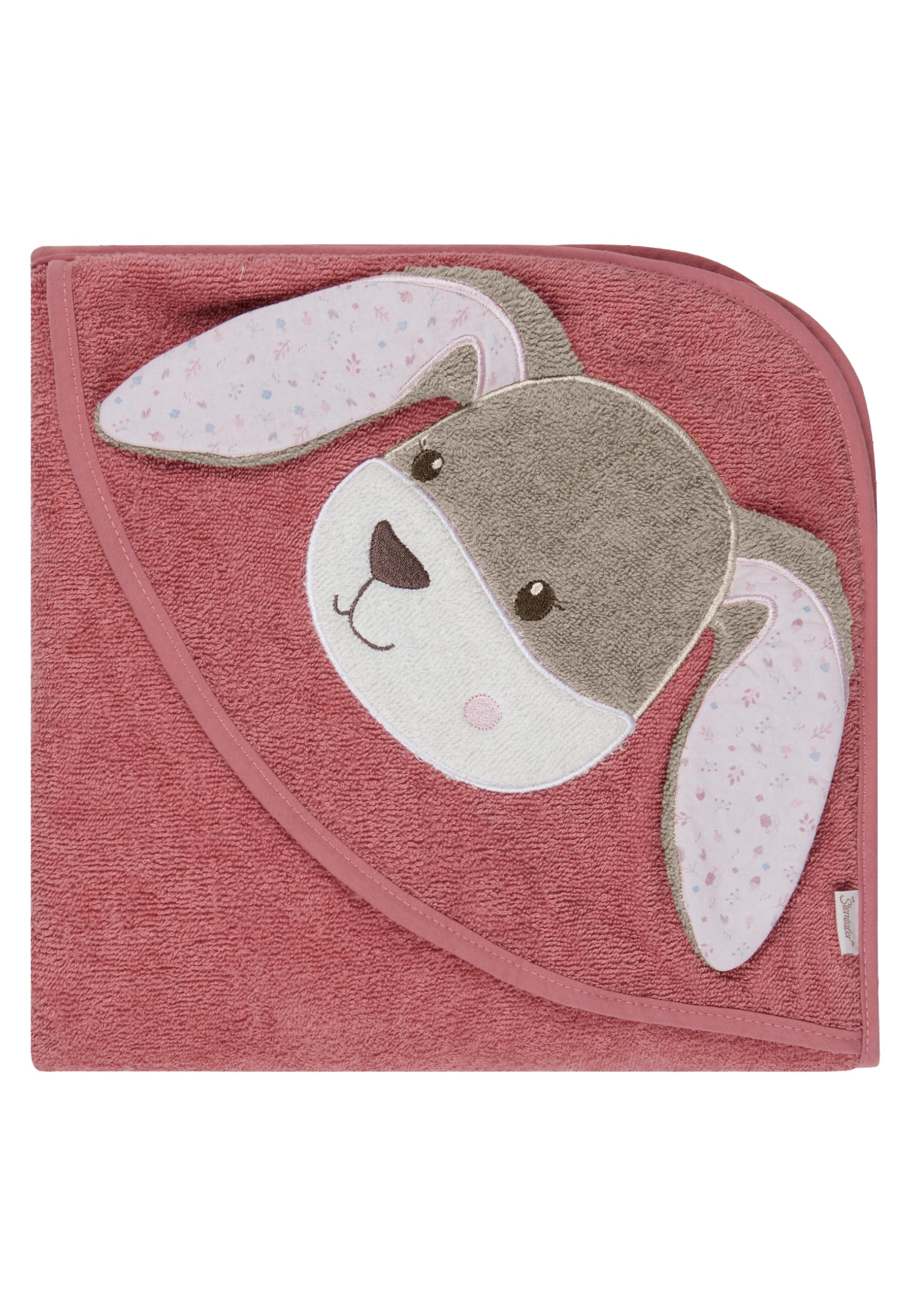 Sterntaler Hanni Rabbit Hooded Bath Towel - Baby Towel with Hood Made of 100% Cotton, Absorbent & Soft - Hooded Towel with Cute 3D Ears - Girls Bath Towel Pearl Pink, 100 x 100 cm