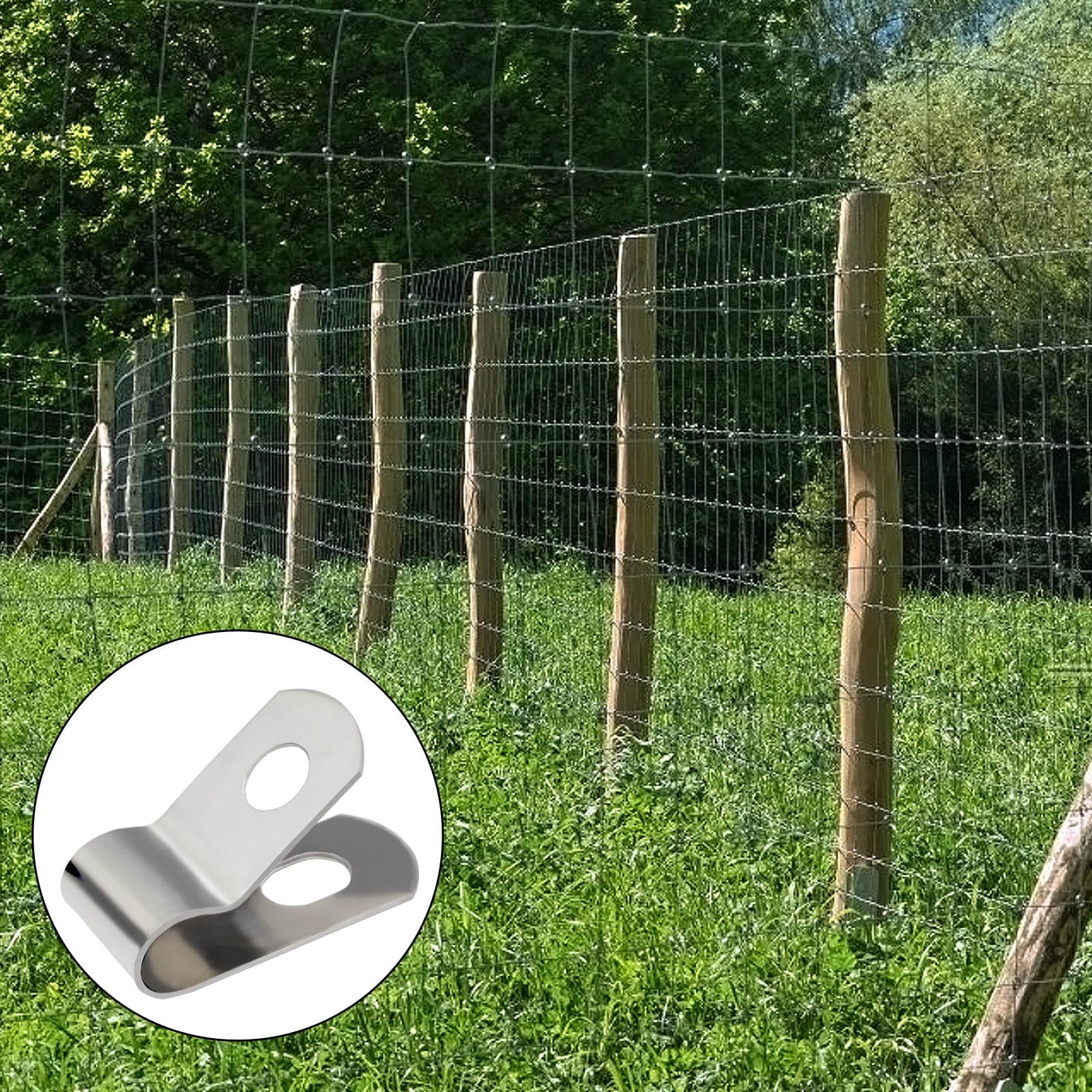 BESTEEL 200 clips de alambre de acero inoxidable T304 mejorados, abrazadera de cable para valla agrícola, abrazaderas de alambre para valla de alambre de calibre 4, 6, 8 y 10-16, clips de valla de