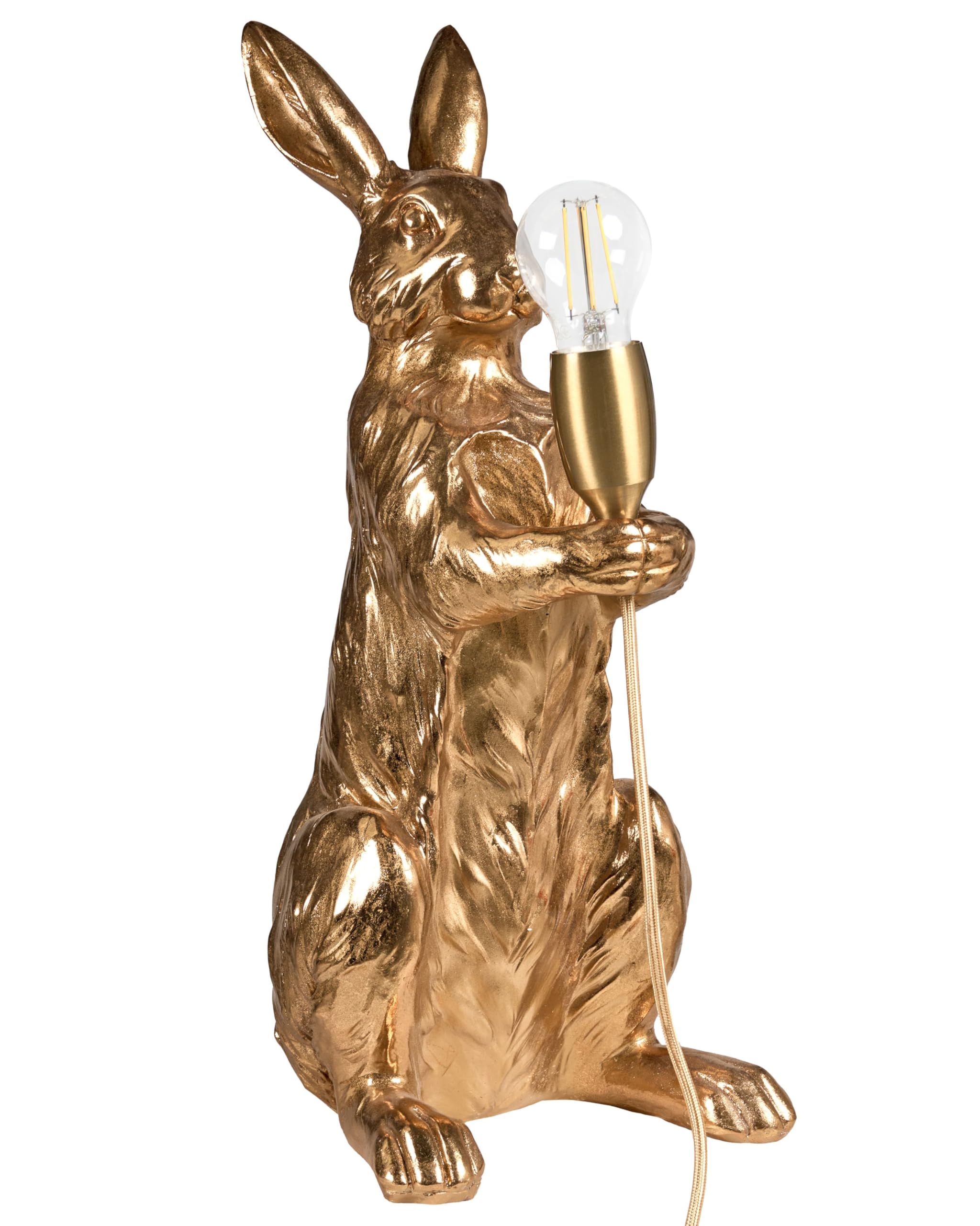 Beliani Lampe de Table en Polyrésine en Forme de Lapin Accessoire Salon Chambre Dorée Bugs