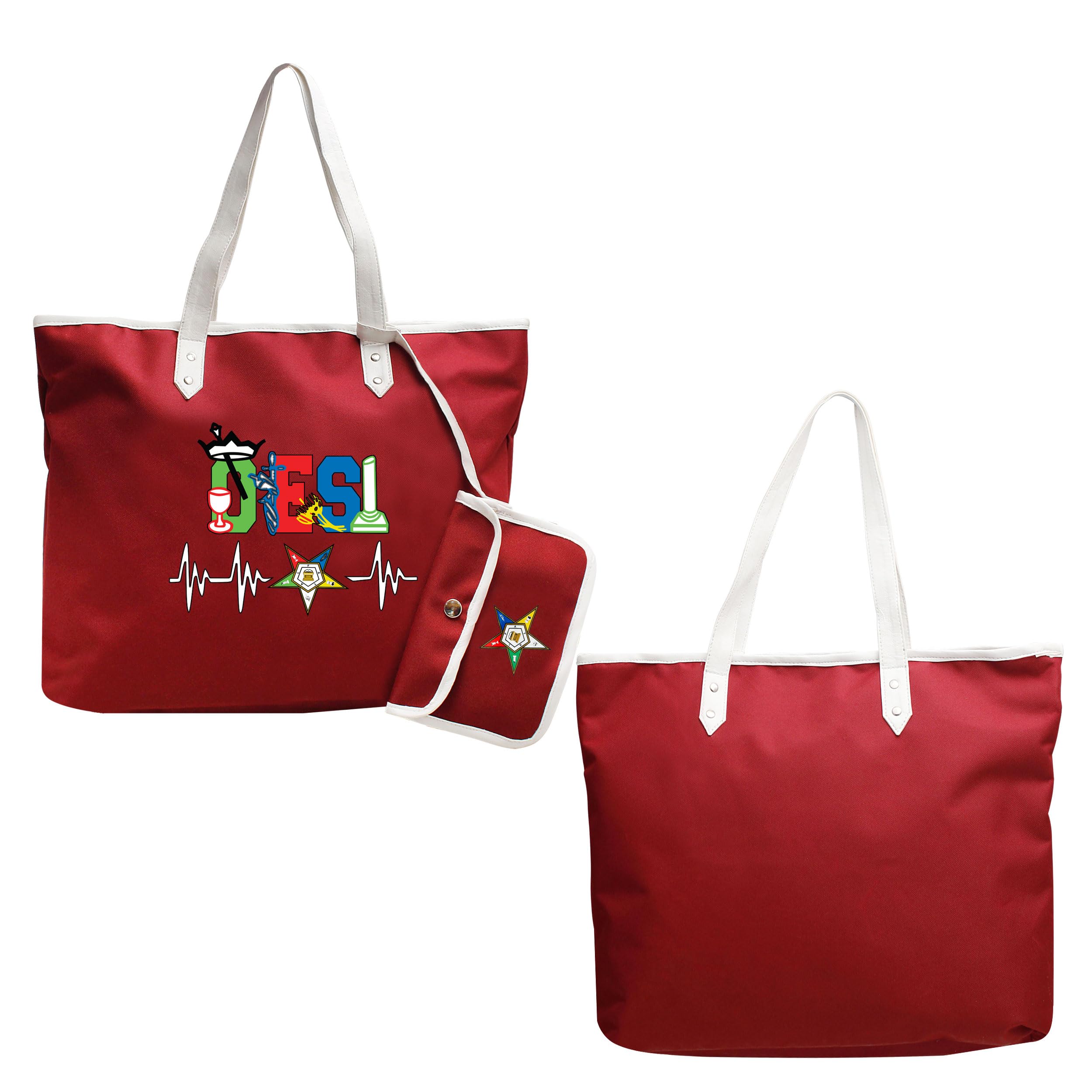 ACIENTBRASS Order of the Eastern Star Tote Bag - OES Heartbeat Design