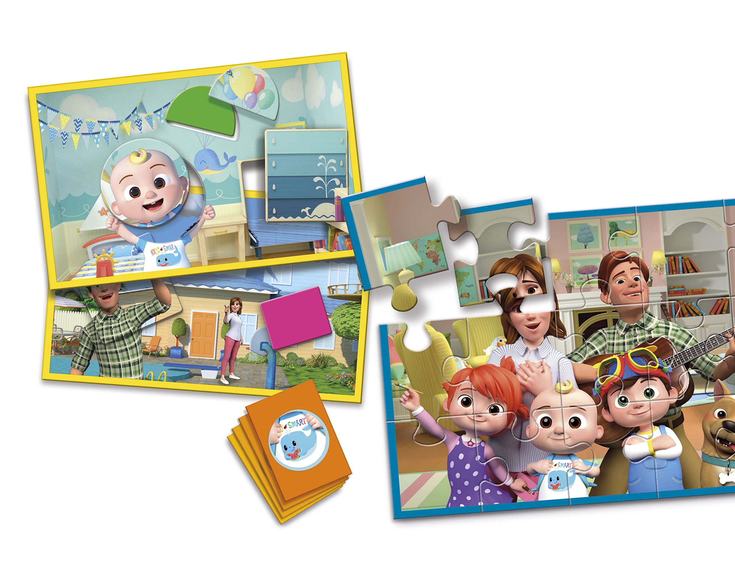 Clementoni 18286 Educational Games-2 In 1 Cocomelon-Learning Toys For 3 Year Olds Italian English French German Spanish Dutch And Polish Made In Italy Multicolor