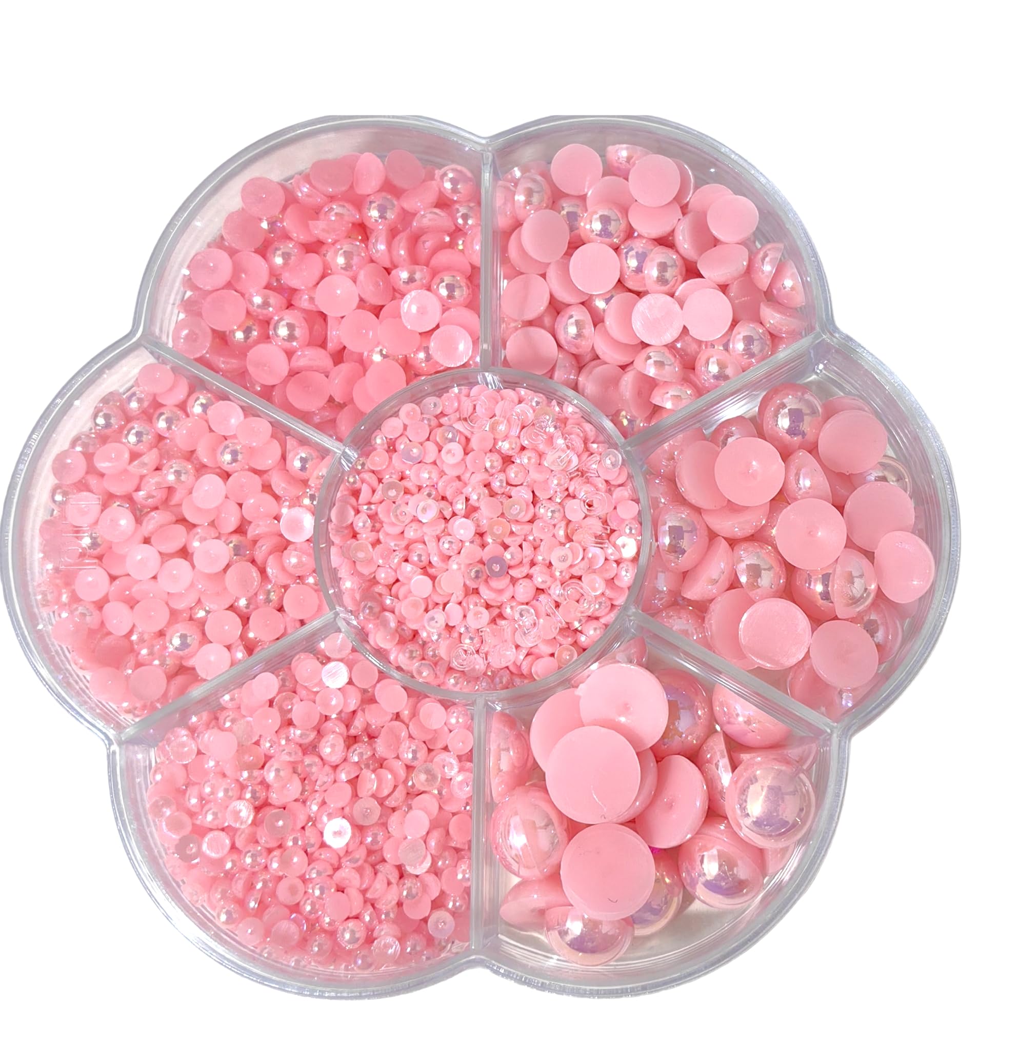 Chenkou Craft Gold,Pink 3000Pcs 1 Box Pink Round Flatback Imitation Half Pearls Bead Loose Beads Gem (Pink)