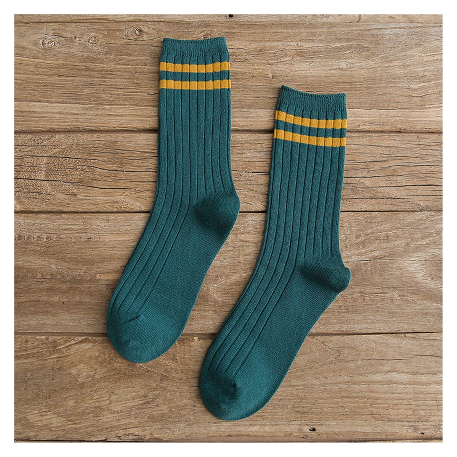 Amazon Co Jp 靴下 緩い靴下高校生女子原宿靴下ソリッドカラー針編み縞模様の縞模様の綿の靴下女性黄色い青い黒 Color Y01 8 Size One Size 服 ファッション小物