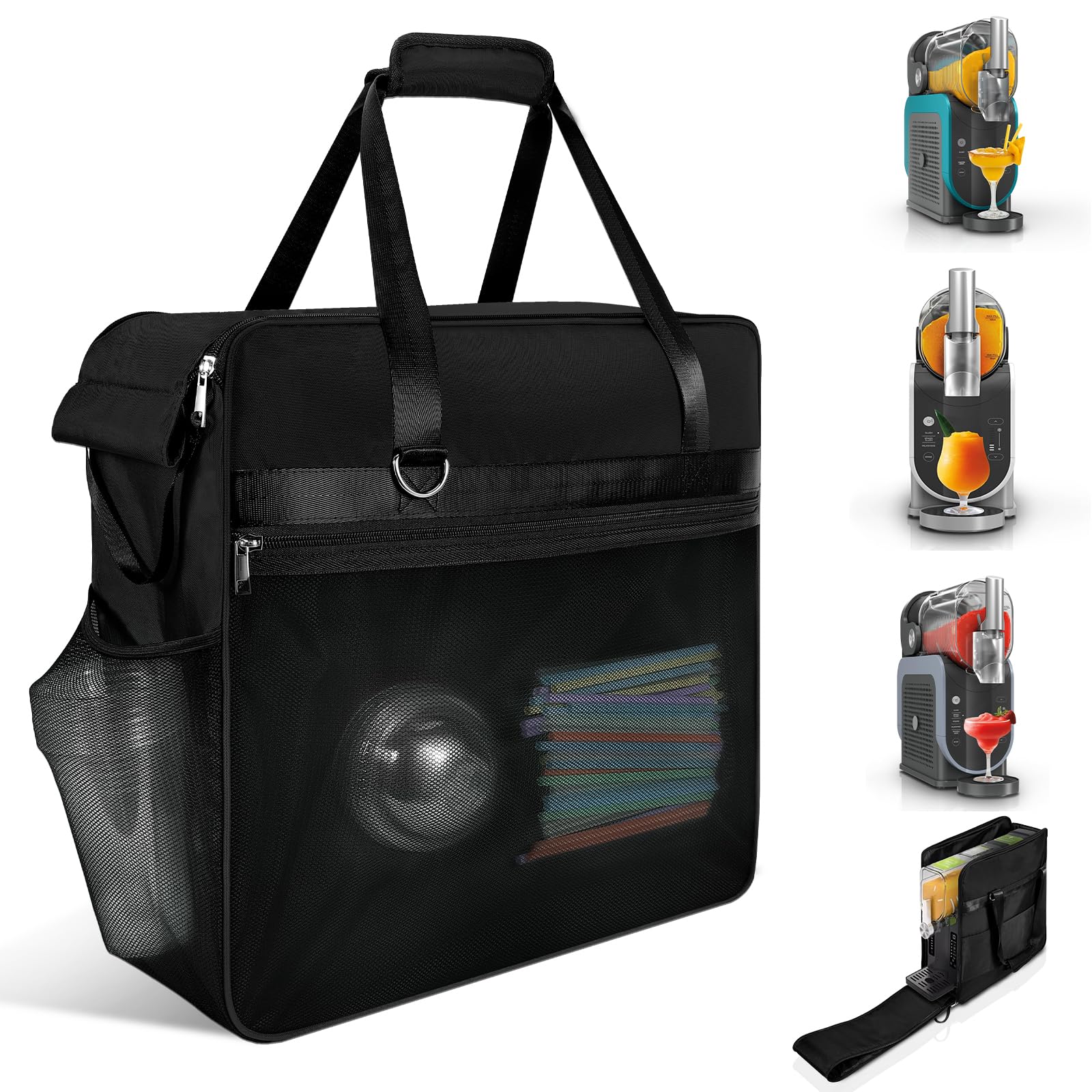 LOLLIDO Portable Carrying Bag for Ninja Slushi Machine FS300/FS301 - Dustproof Cover Slushie Machine Accessories, Travel Bag for SLUSHi Frozen Drink Maker (Front-Opening, Black)