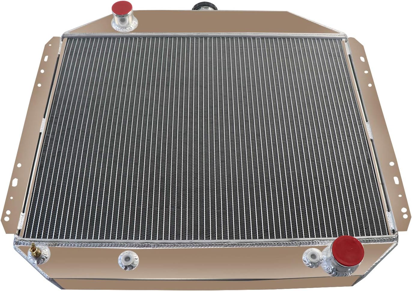 ALLOYWORKS 4 Row Aluminum Radiator Replacement for 1966-1979 Ford F-Series Pickup Truck F-100 F-150 F-250 F-350 V8 Bronco Downflow Radiators, with Transmission Oil Cooler, Chevy L6 V8 Engines Only