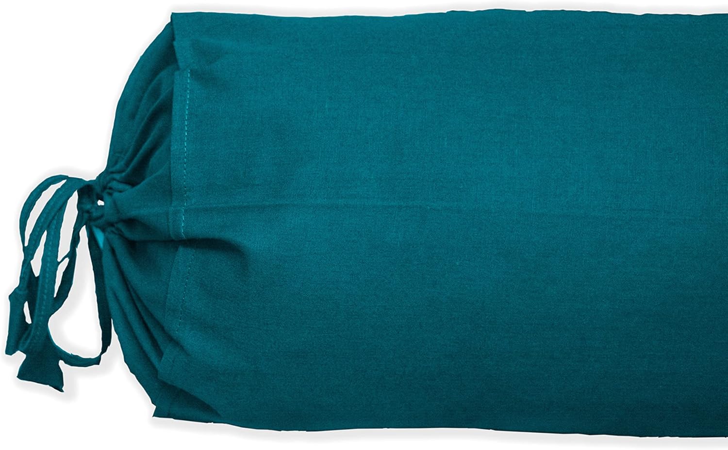 2 Pcs Cervical Neck Roll Pillow Cover with Drawstring Closures Round Neck Roll Pillow Case Cotton Bolster Pillowcases for Cylindrical Cushion (Teal Blue, 4x16 inch (10x40 cm))