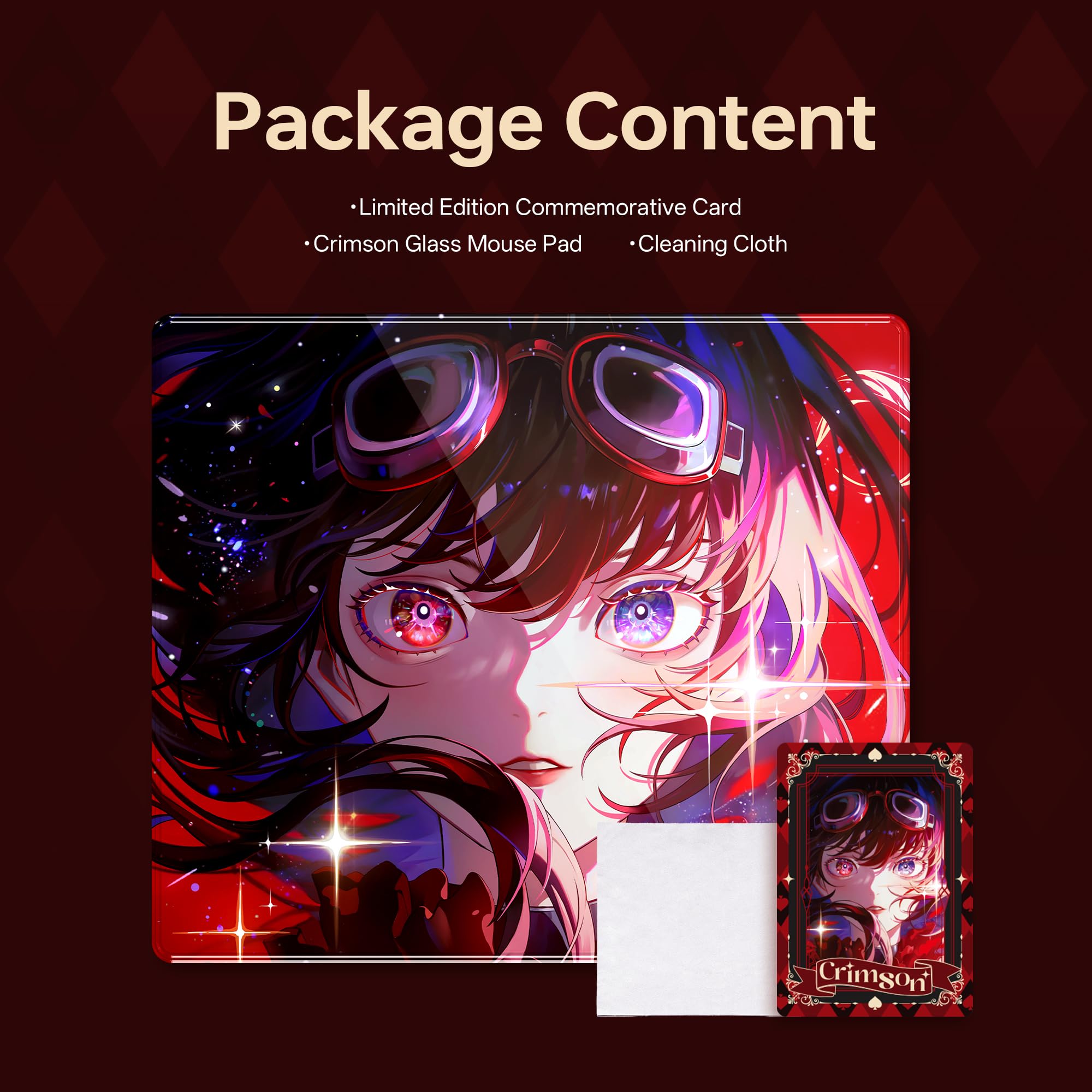 ATK Tappetino per mouse in vetro temperato Crimson Limited Edition, Premium Glass Gaming Mousepad, superficie liscia di tracciamento di precisione, base antiscivolo