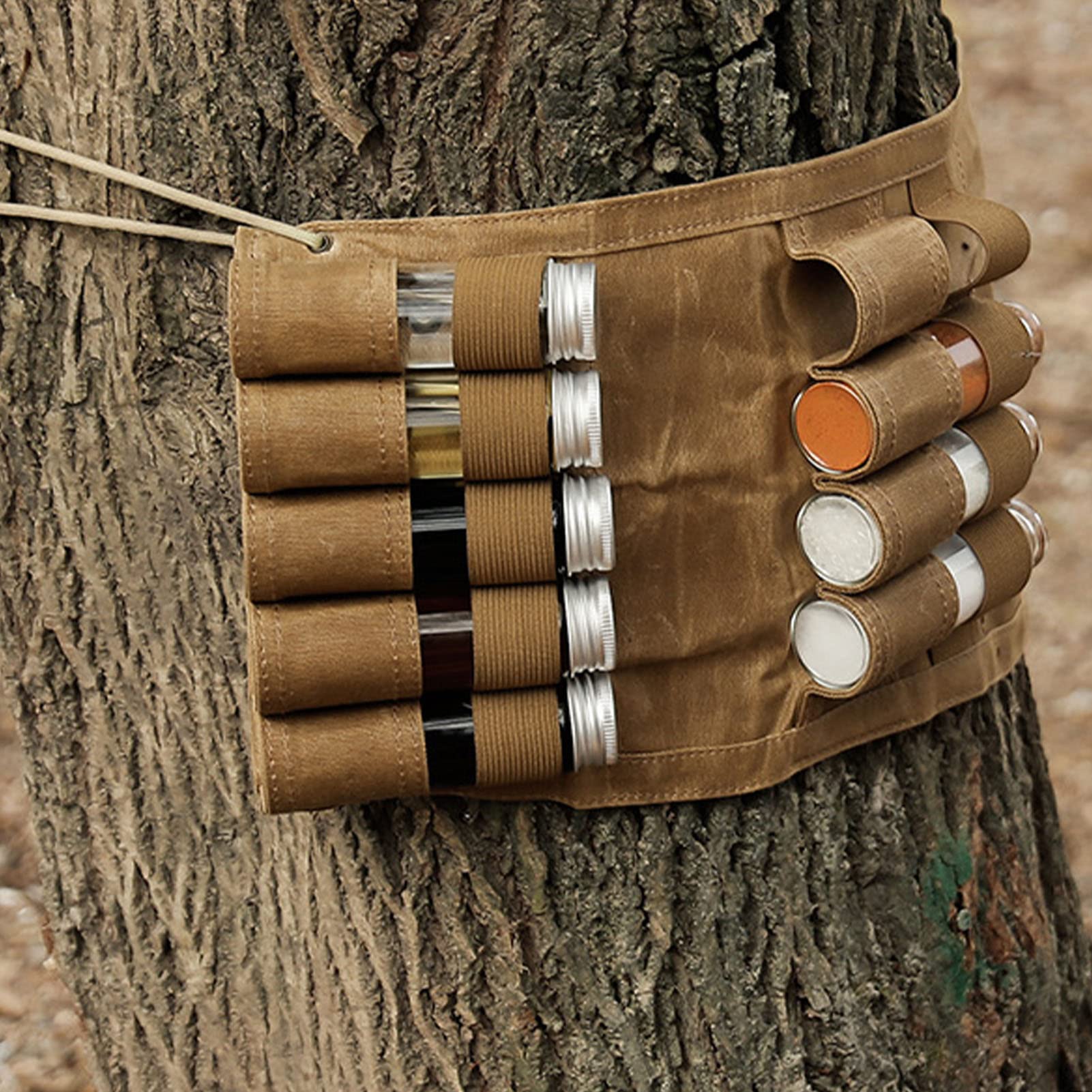 Portable Spice Bag, Camping Spice Kit, Foldable 9 Pockets Portable Canvas Seasoning Jar Holder, Easy to Carry - Image 3