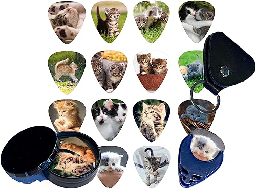 Vista 22 de Paquete de 14 Púas de guitarra medianas de Van Gogh Picasso Starry Night de 0.028 in, únicas con soporte para púas de guitarra (color aleatorio)