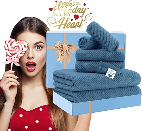 Vista 178 de VOOVA & MOVAS Toallas verdes para baño, 100% algodón, de secado rápido, ligeras, gruesas, suaves, juego de toallas de 6 piezas, 2 baños grandes