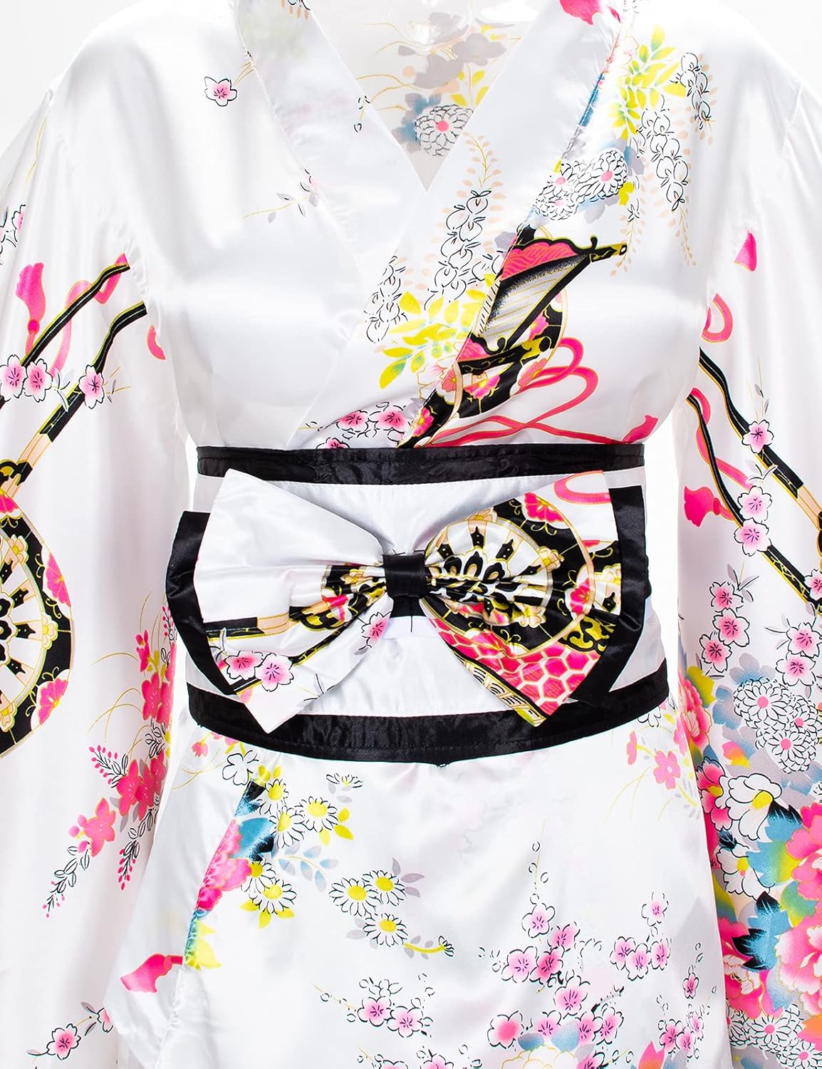 Japanese Anime Women's Kimono Robe Geisha Yukata Sweet Dress Blossom Satin Bathrobe Sleepwear Fans Tabi Socks Set - Image 6