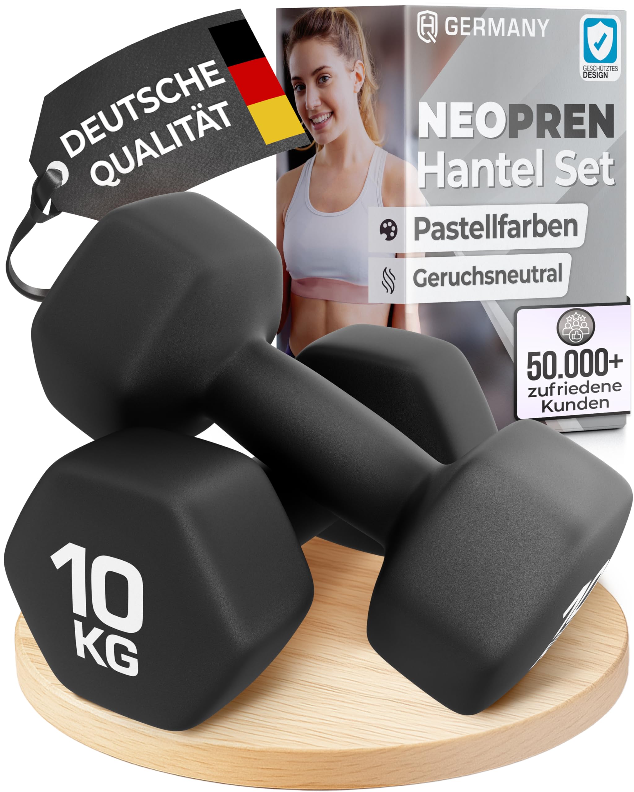 HQ Germany® Hanteln Set [geruchsfreie Pastellfarben] - Hanteln 2 Stück für Pilates und Kraftraining, Hantelset Home Gym, Dumbbells, Gewichte Hantel, Hantel Set, Kurzhanteln, Handeln für Frauen - 1