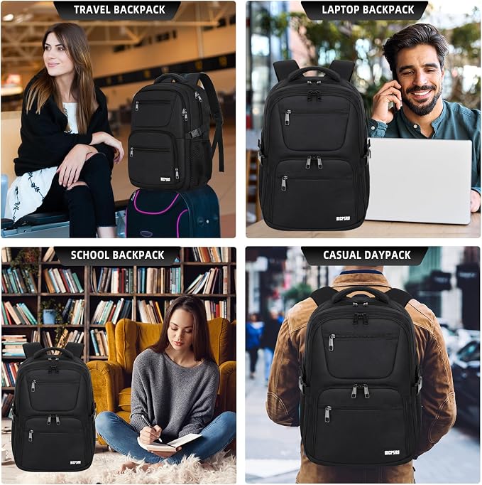 Mochila escolar negra con compartimento para laptop 15.6" miniatura 6