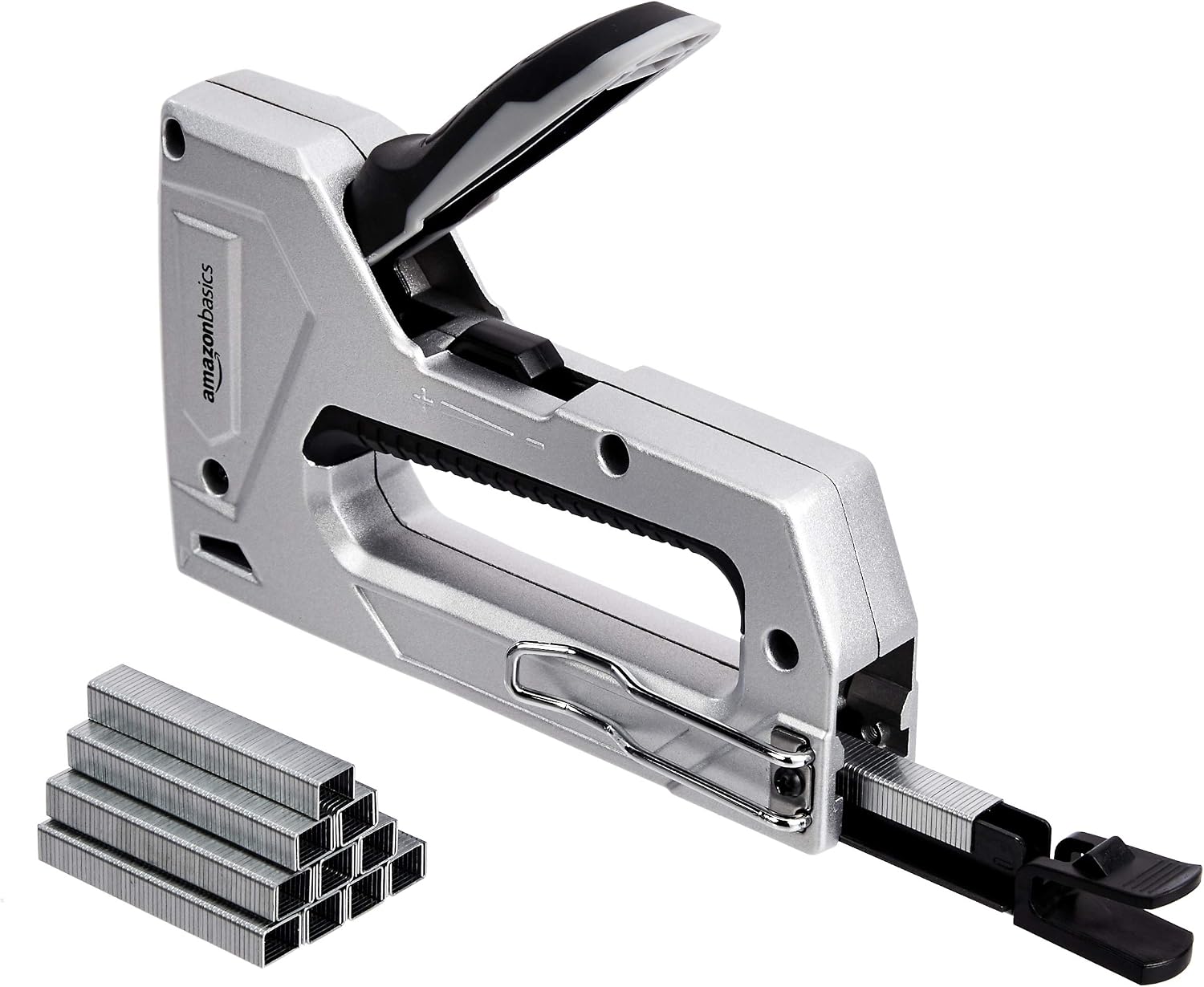 Amazon Basics Heavy Duty Staple Gun with 1000 Staples, Soft Rubber Grip, for Upholstery and Carpentry