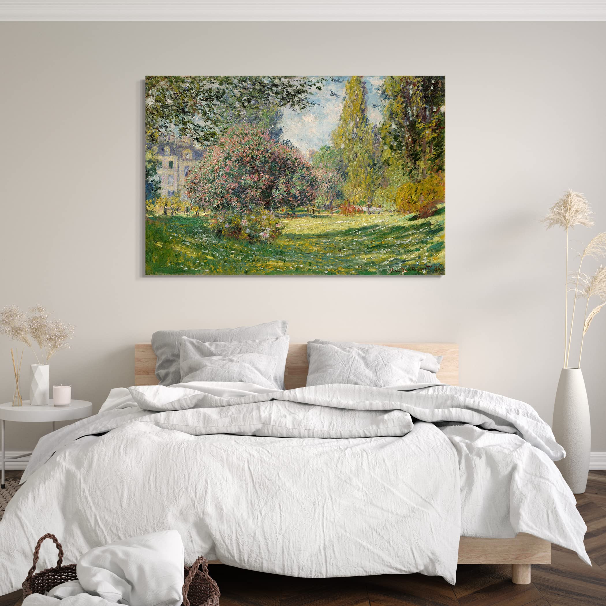 Printed Paintings Impression sur Toile (120x80cm): Claude Monet - Paysage au Parc Monceau (1876)
