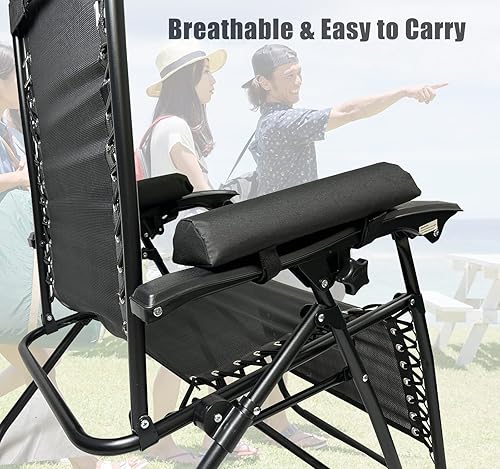 Miniatura 6 de Almohadillas para reposabrazos para silla de gravedad cero, cojín de silla de gravedad cero con tiras adhesivas largas, cómodas reclinables