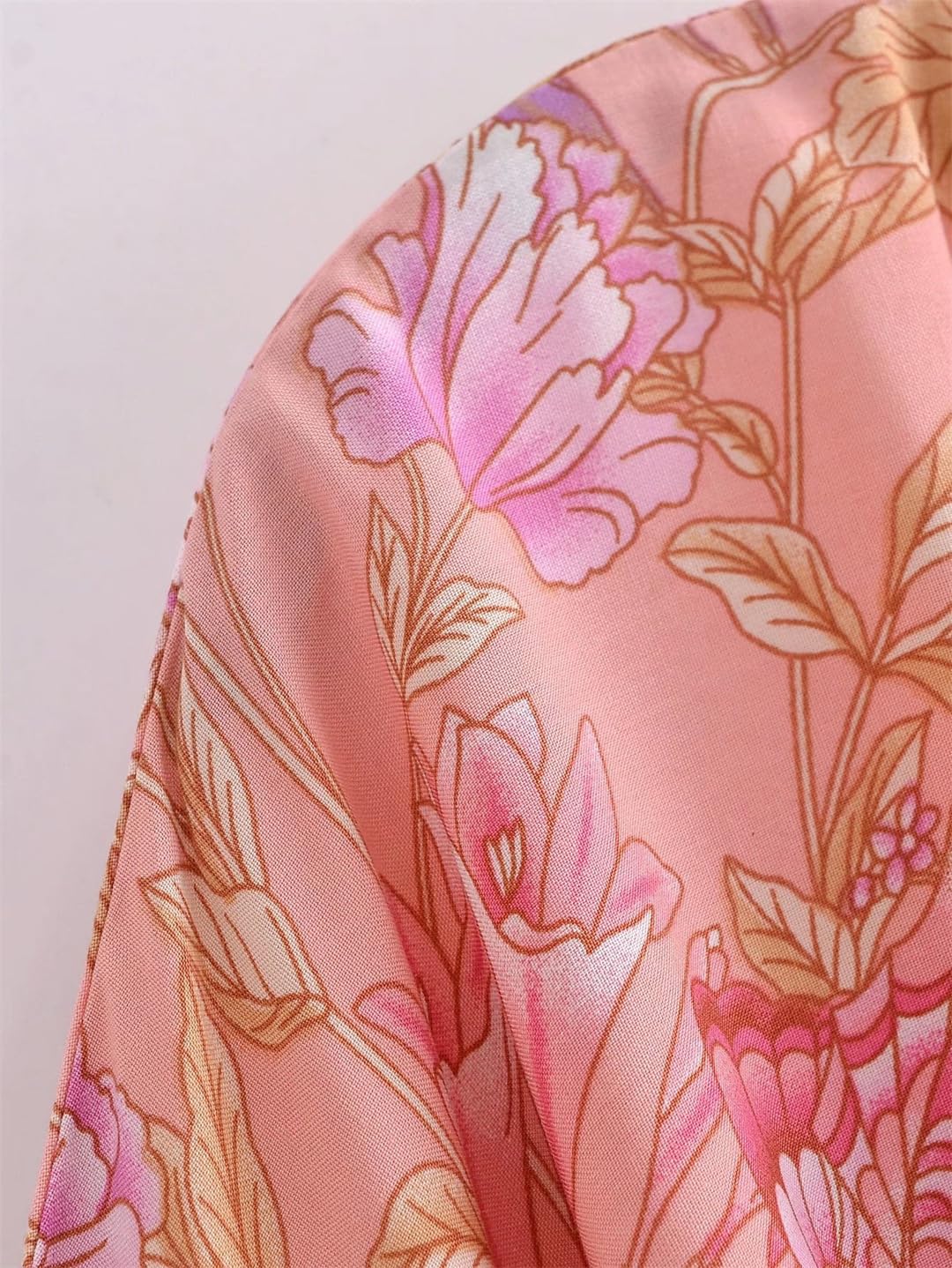 Rayon bawełniane okrycie styl plażowy vintage krótki szlafrok kwiatowy nadruk strój kąpielowy okrycie kobiety
