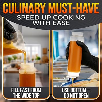 BURIUS Set of 3 Inverted Condiment Squeeze Bottles 16 oz