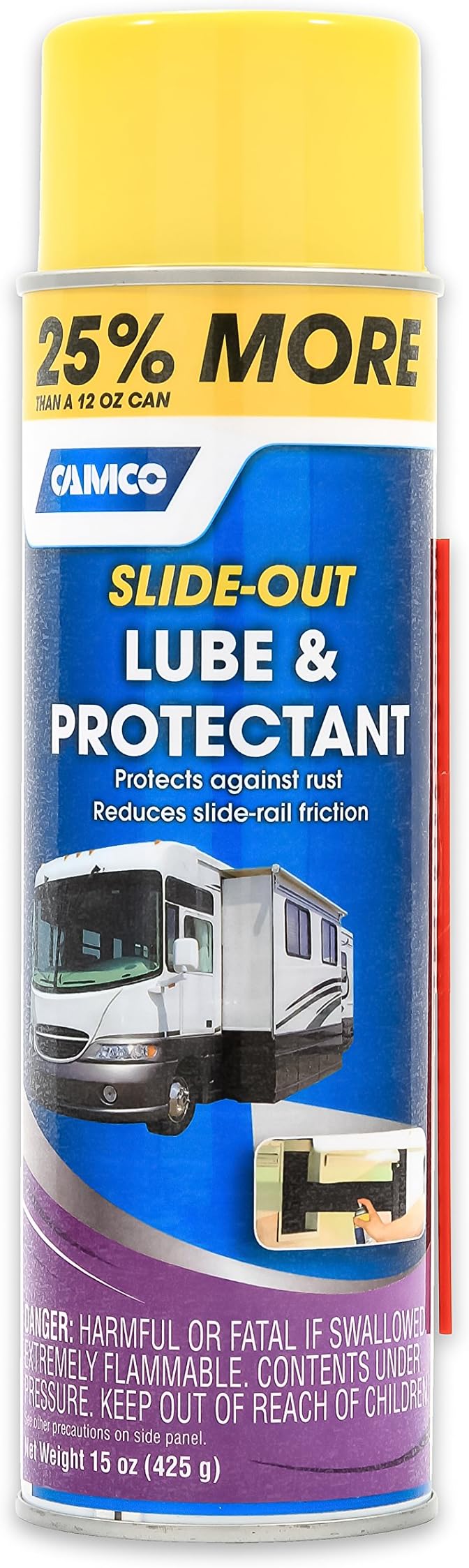 Camco Slide Out Lube - for Metal Parts, Rollers, Door Hinges and Brake Parts - for RVs, Boats, Cars and More - 15 oz (41105)