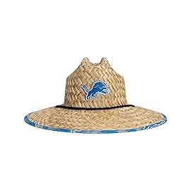 FOCO Mens Nfl Team Logo Floral Lifeguard Beach Sun Straw Hat, Team Logo