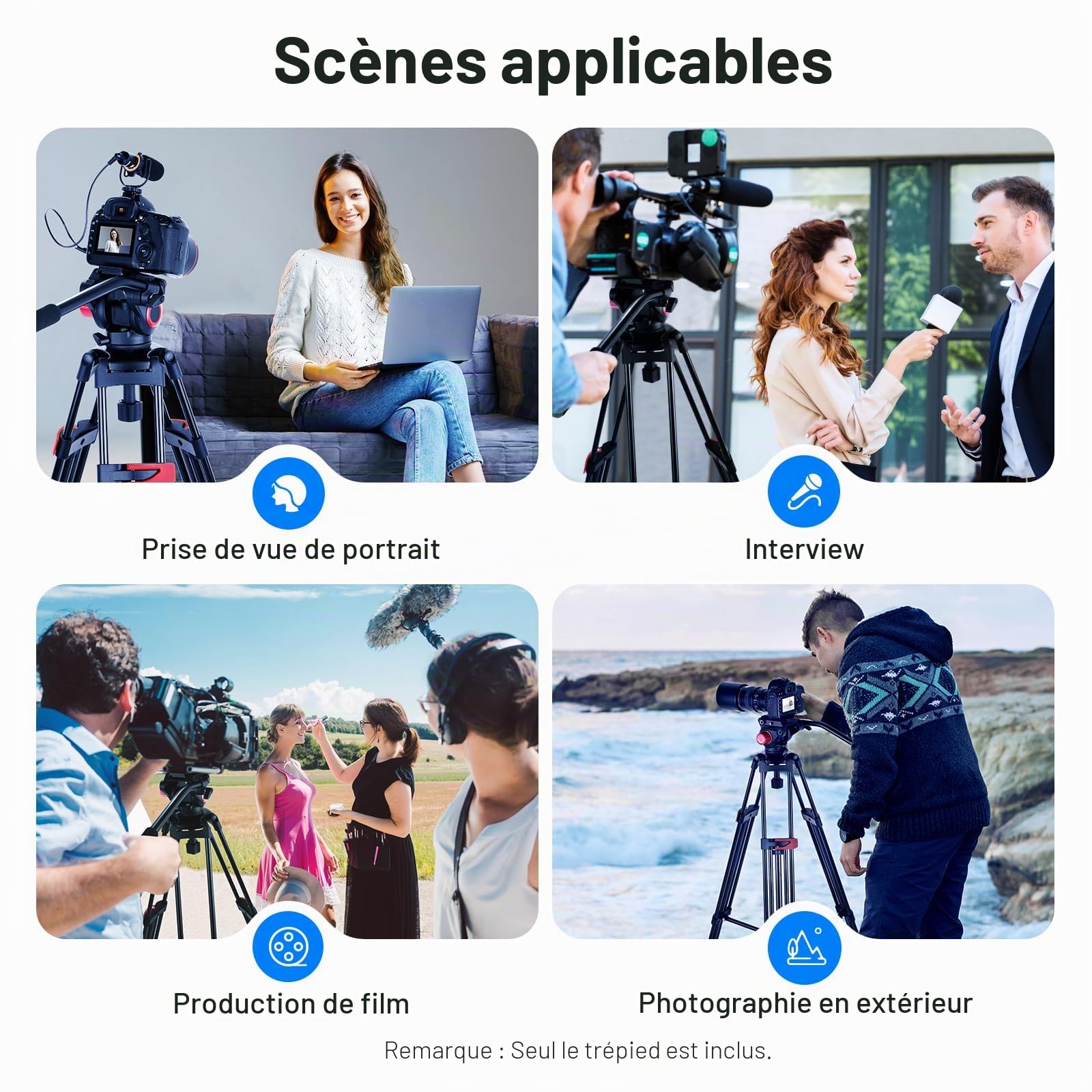 NEEWER 200cm Trépied Vidéo,Trépied en Alliage d'Aluminium Robuste avec Tête de Glissement Fluide à 360°,Plaque QR Compatible avec Canon Nikon Sony et Autres Caméscopes DSLR,Charge Jusqu'à 8kg