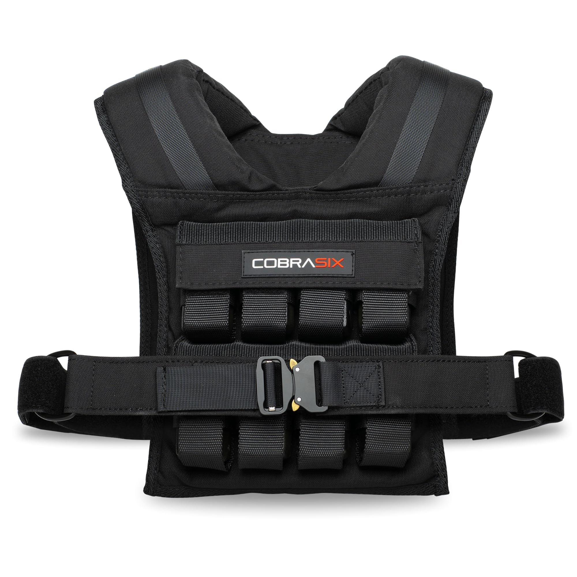 COBRASIX Weighted Vest for Men and Women 35lbs | Adjustable Weighted Workout With Removable Iron Weights | Heavy Duty Rucking Vest For Functional Training & Calisthenics [Black]