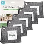 Moso Natural Air Purifying Bag 600g (21oz) Premium Bamboo Charcoal Odor Absorber | Room Deodorizer for Large Spaces, Bedroom, Kitchen, Basement | Pet Odor Eliminator for Home | Unscented (5 Pack)