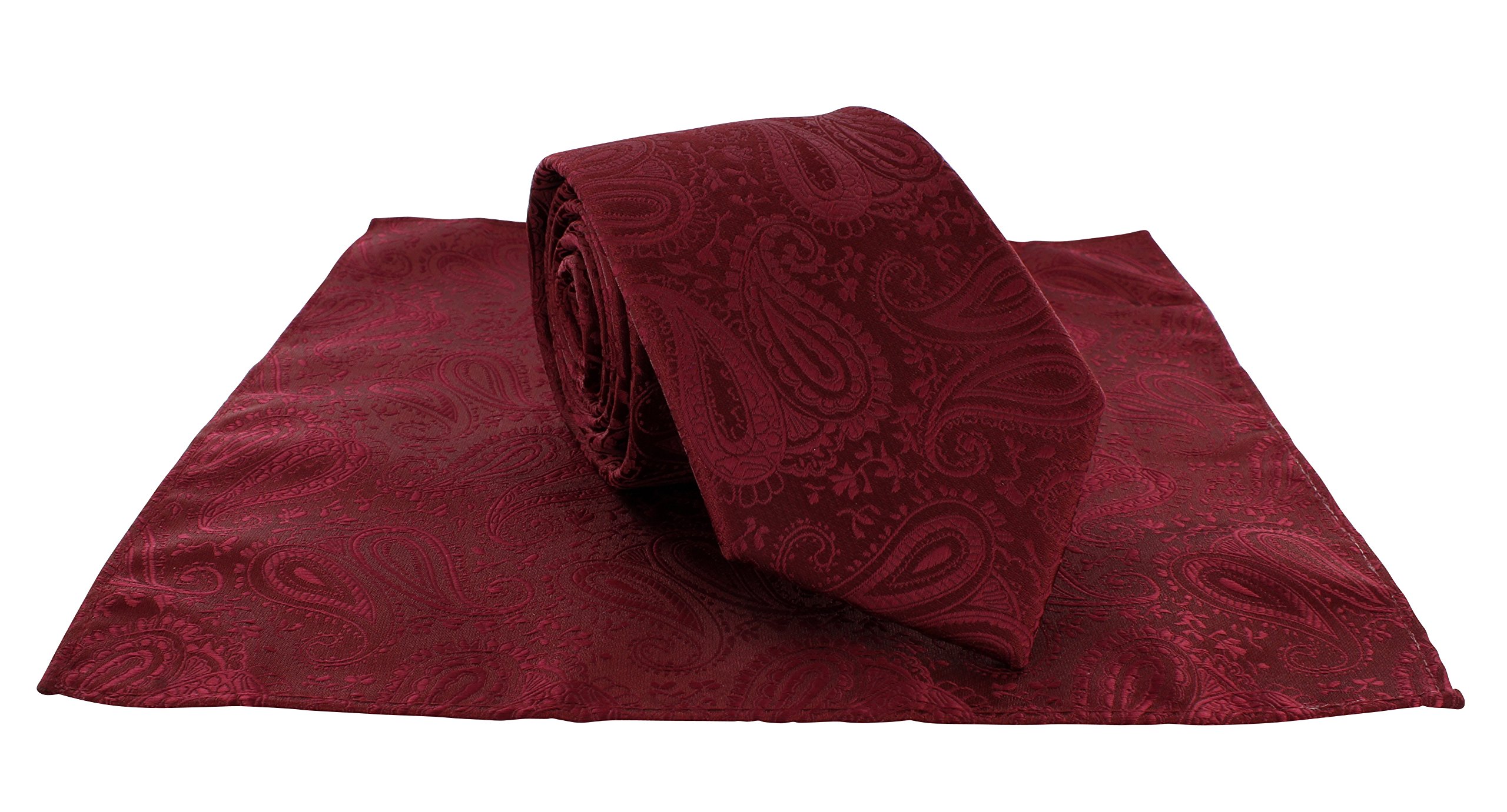 Michelsons of LondonTonal Paisley Wedding Occasions Tie & Pocket Square Set, Dark Red, Onesize