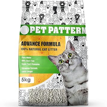 Hoito Pet Pattern Advance Formula Pure White Super Fast Clamping Natural Cat Litter, 5KG