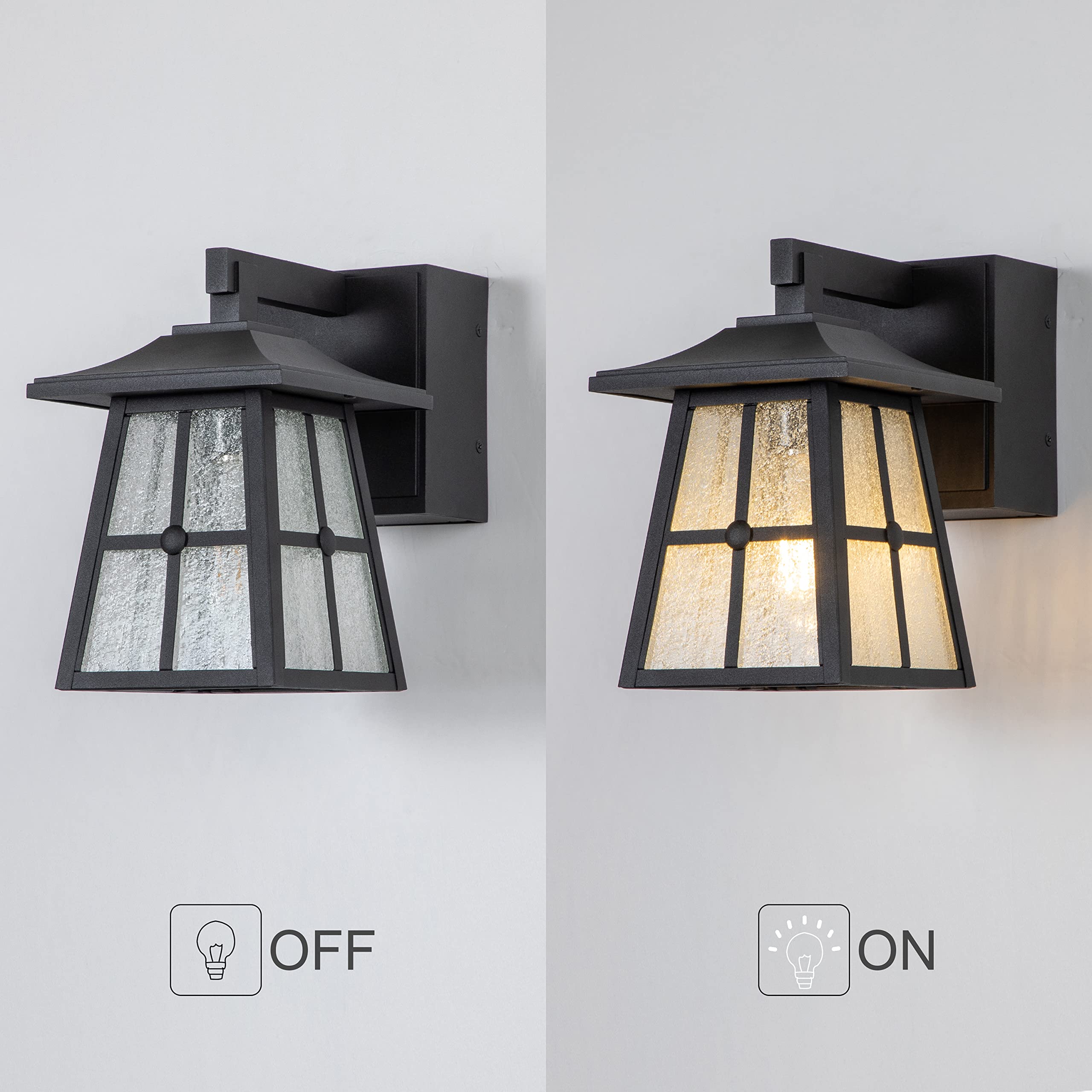 Lampe de porche avec prise de sortie, lumière extérieure avec prise de courant - Applique murale extérieure intégrée avec sortie GFCI - Lanterne en aluminium pour patio, garage avec verre