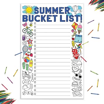 Tiny Expressions Summer Bucket List for Kids Coloring Poster | Personalized Summer Break Ideas Checklist and Template for Children | 30" x 20" inches