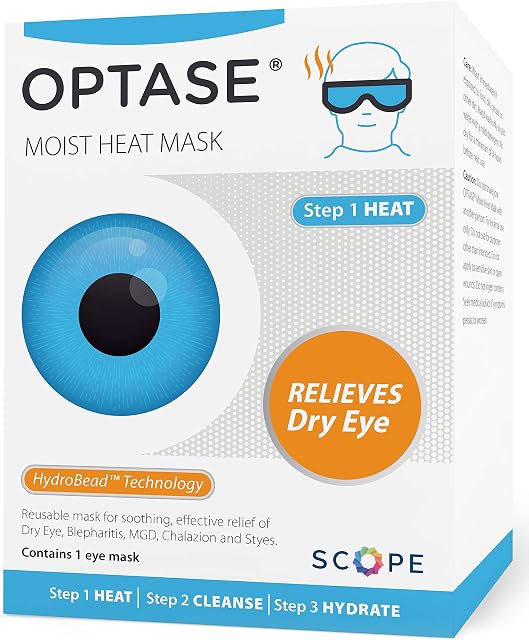 Optase Moist Heat Eye Mask - Washable and Reusable Heated & Cooling Gel Eye Mask - HydroBead Technology for Dry Eye Relief