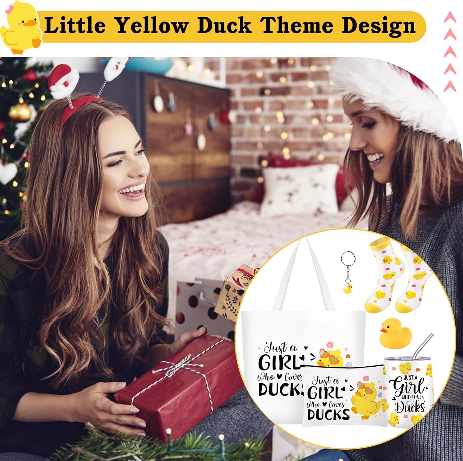 Duck Gifts, Cute Duck Stuff with Insulated Tumbler Canvas Bags Socks Keychain Rubber Duck Just a Girl Who Loves Ducks Christmas Birthday Present for Ducks Lovers Women Girls - Image 7